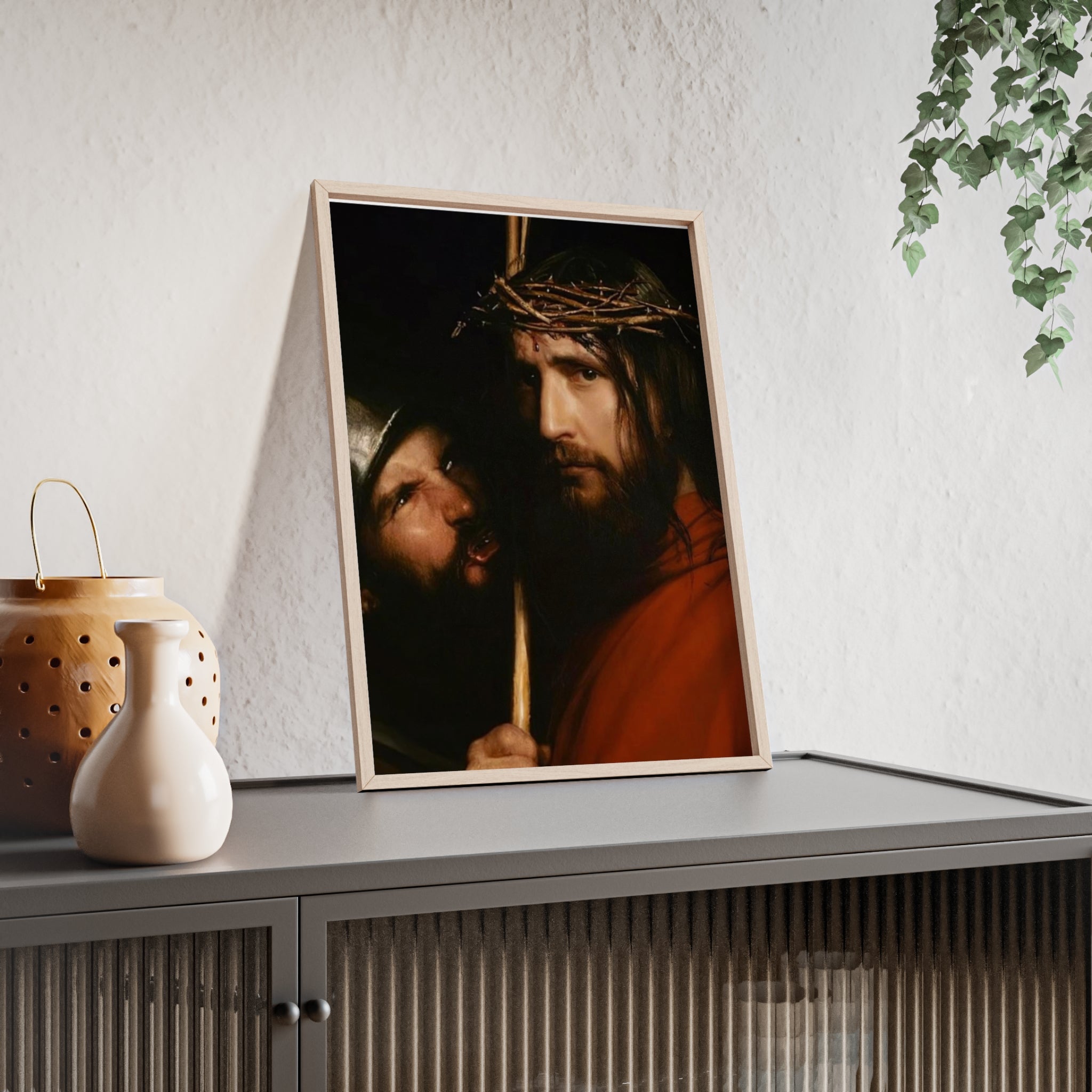 Framed Religious Art Poster — Jesus with Crown of Thorns Wall Print