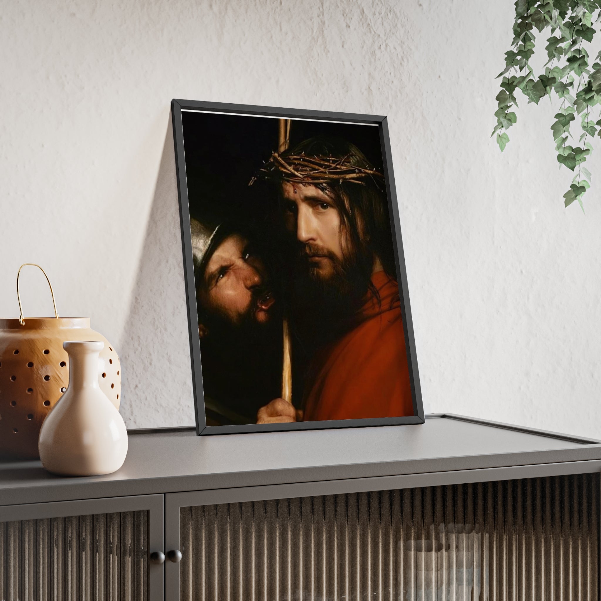 Framed Religious Art Poster — Jesus with Crown of Thorns Wall Print