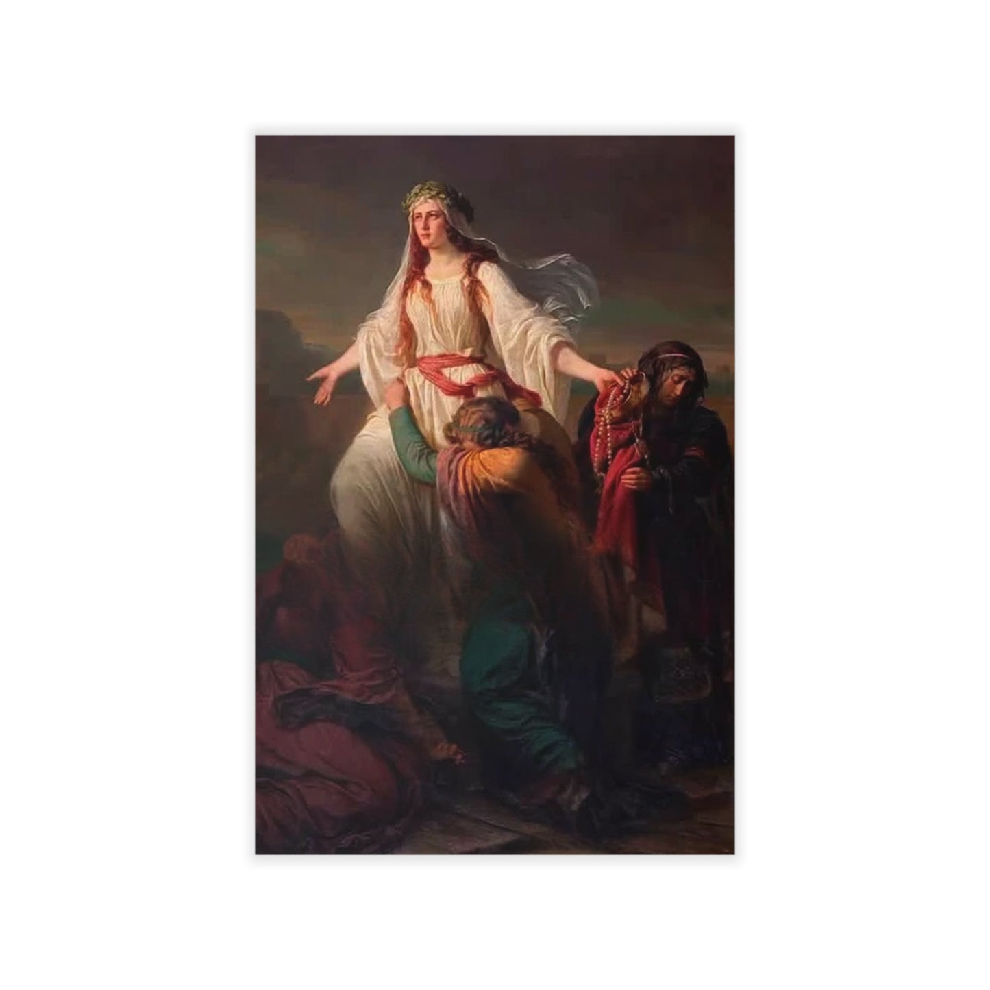 Religious Art Wall Decal — Classic Madonna & Worshippers Painting