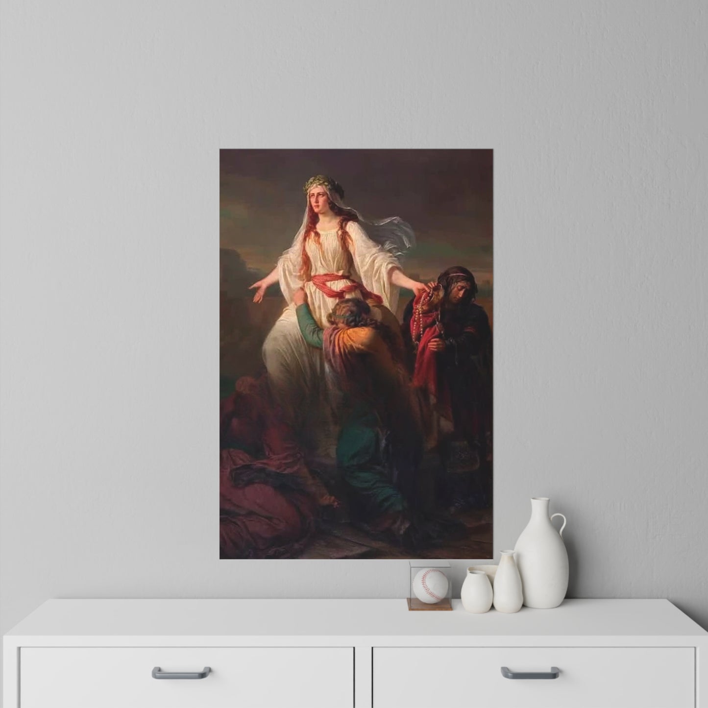 Religious Art Wall Decal — Classic Madonna & Worshippers Painting