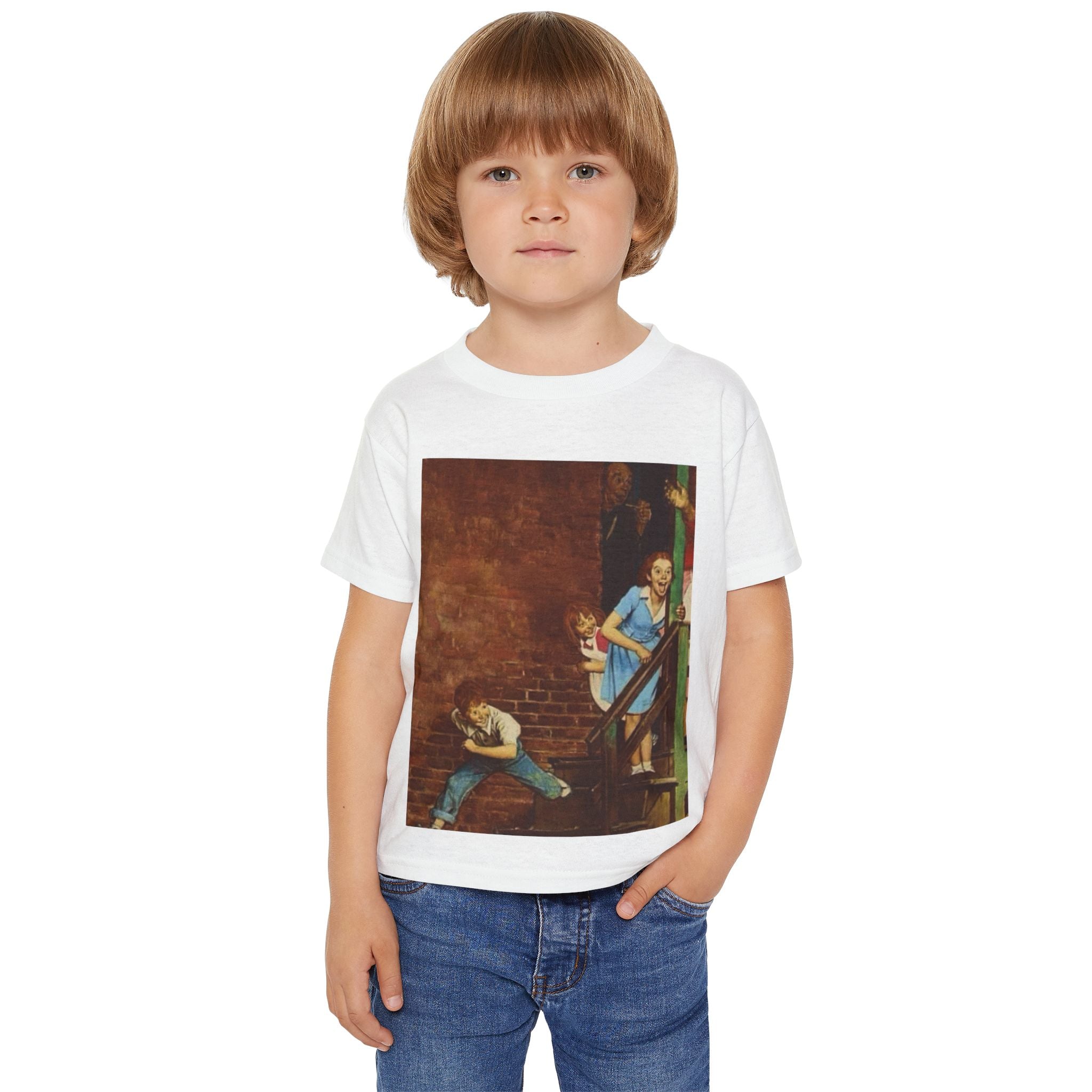 Toddler T‑Shirt — Vintage Kids Playing Alleyway Illustration