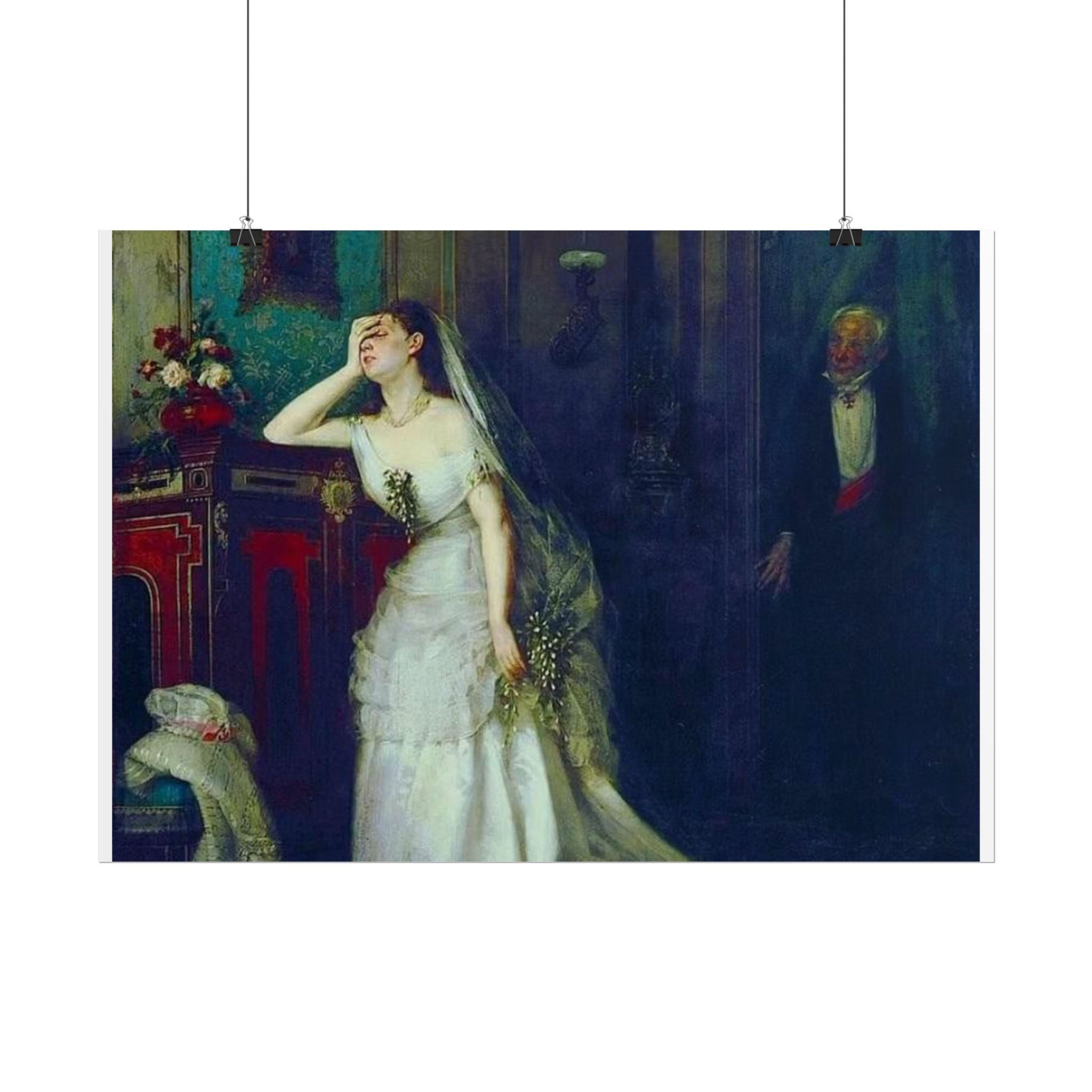 Victorian Bridal Painting Poster — Romantic 19th-Century Wedding Scene Wall Art (Rolled)