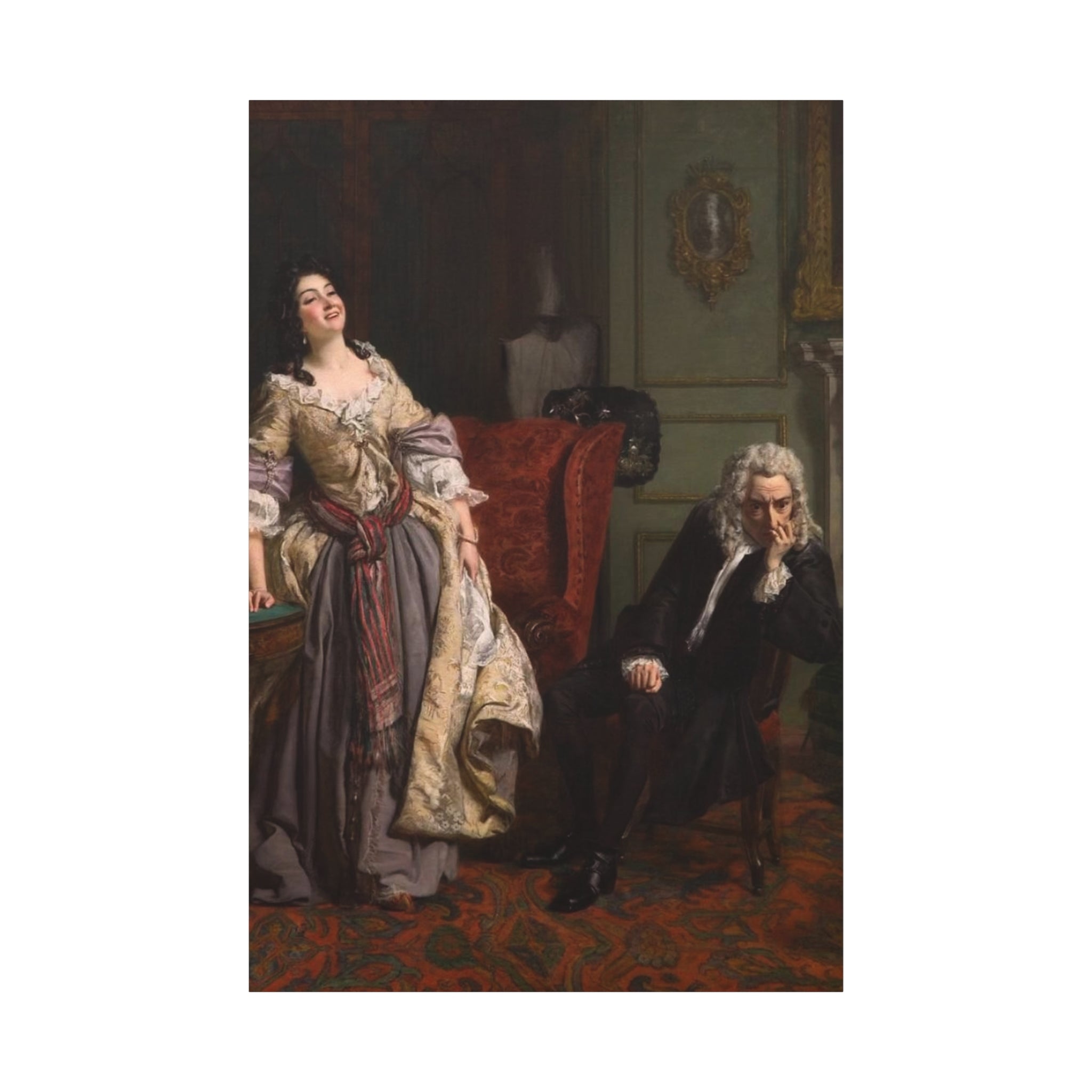 Stretched Matte Canvas Print — Romantic 18th-Century Salon Painting