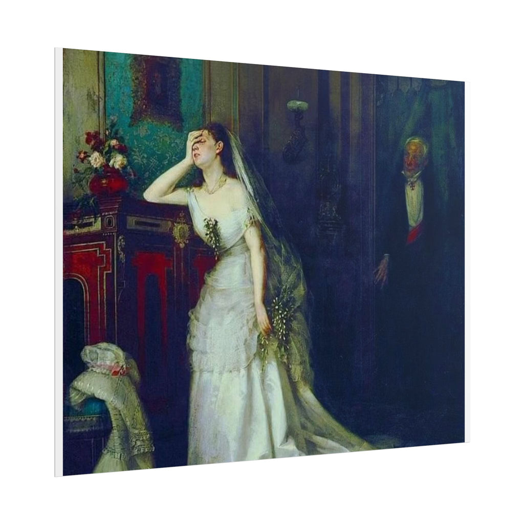 Victorian Bridal Painting Poster — Romantic 19th-Century Wedding Scene Wall Art (Rolled)