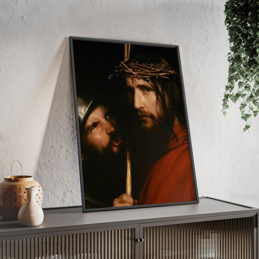 Framed Religious Art Poster — Jesus with Crown of Thorns Wall Print