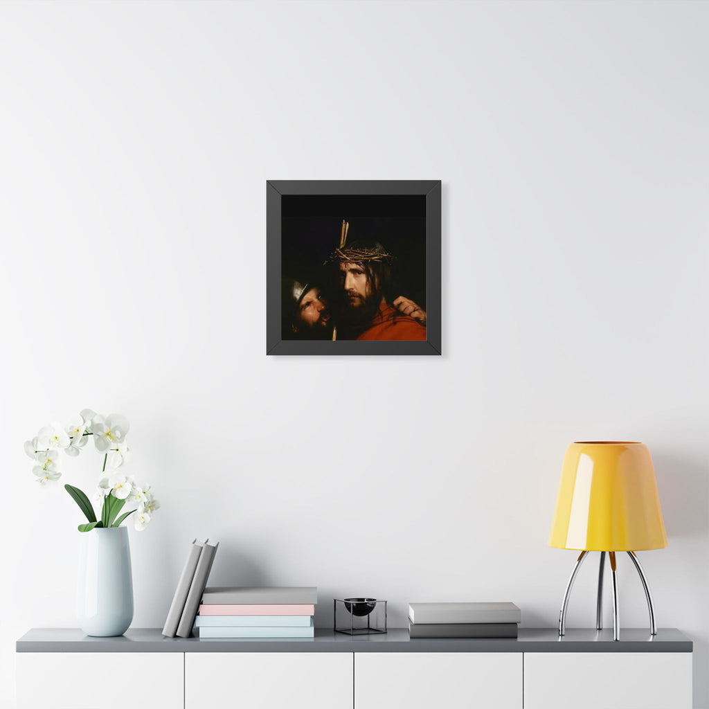Framed Vertical Poster — Jesus with Crown of Thorns Religious Wall Art