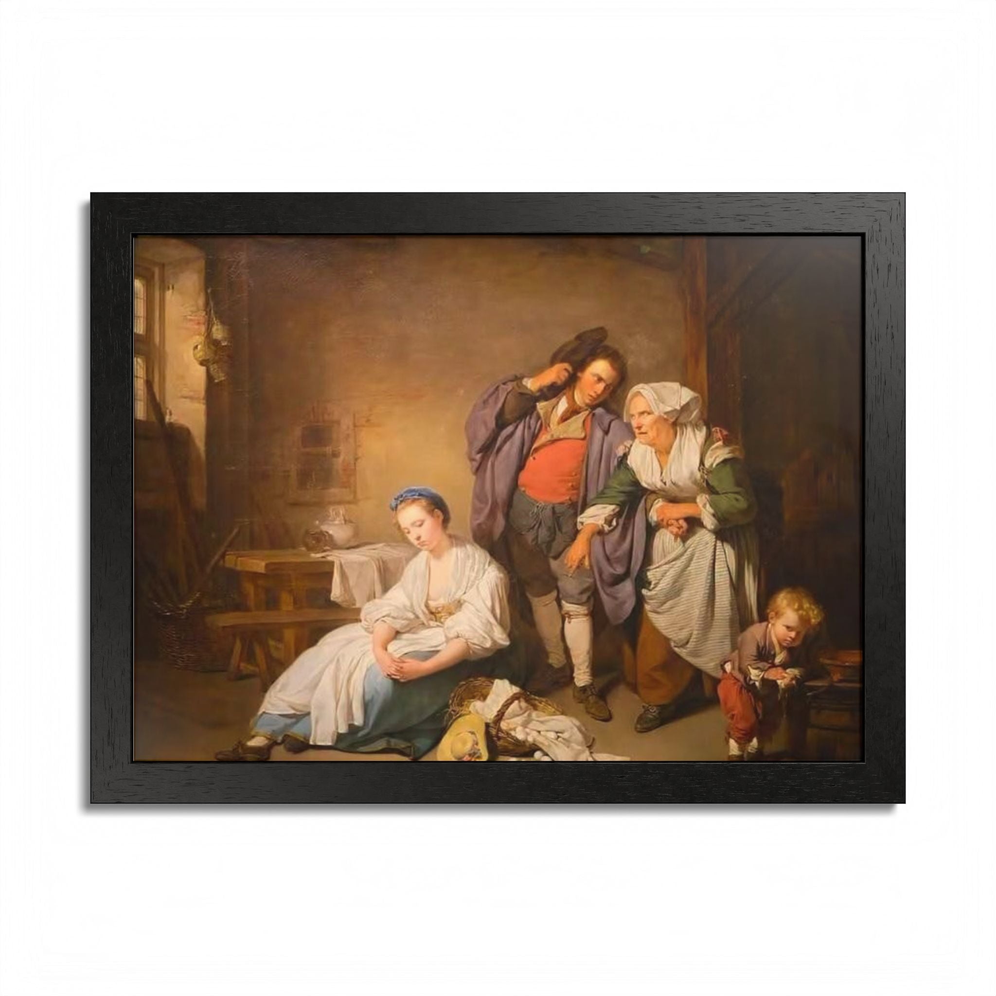 Framed Poster — Vintage Genre Painting Reproduction