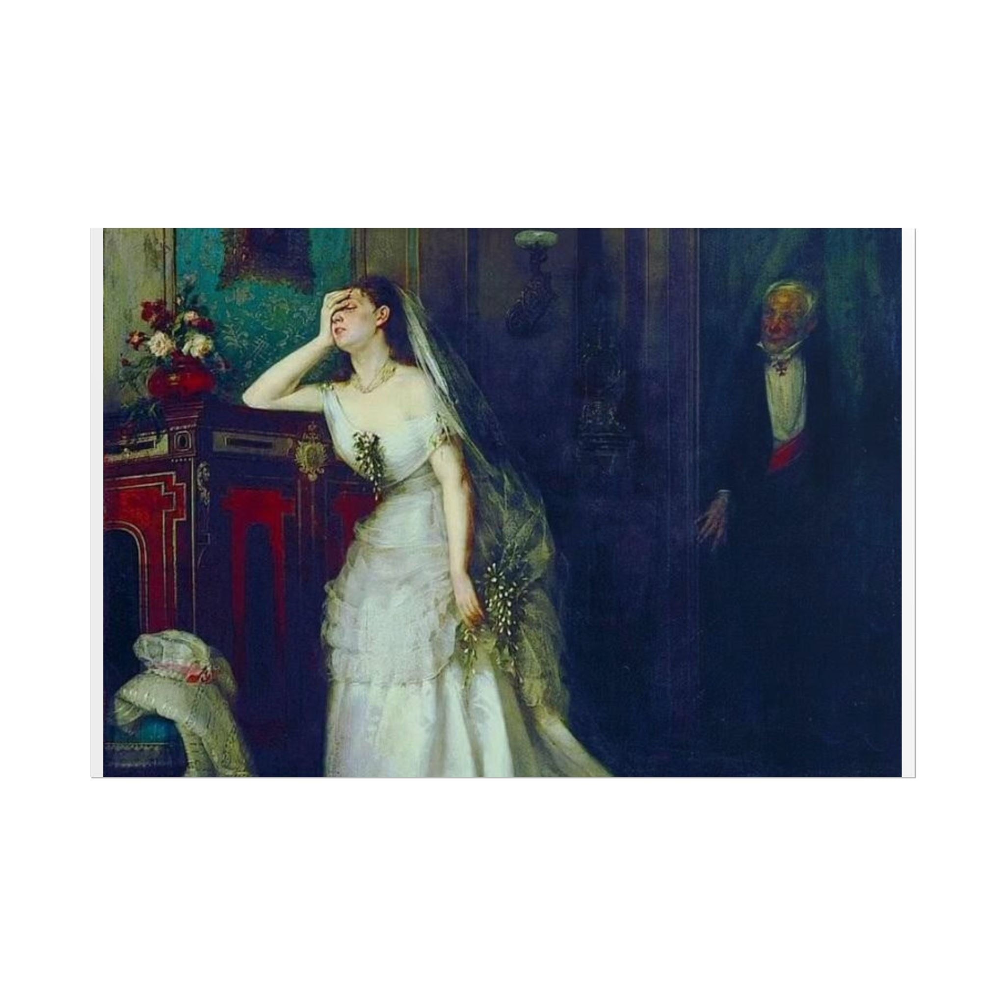 Victorian Bridal Painting Poster — Romantic 19th-Century Wedding Scene Wall Art (Rolled)