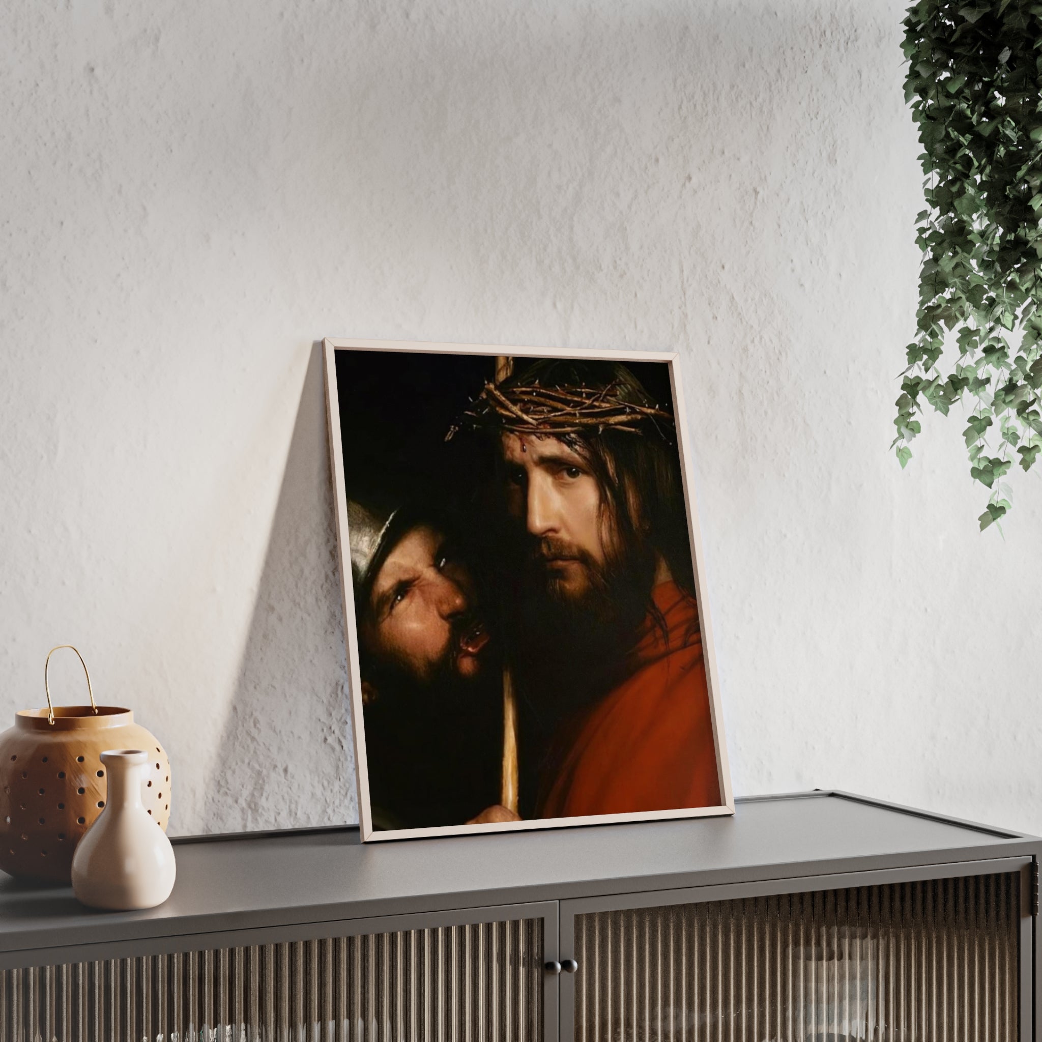 Framed Religious Art Poster — Jesus with Crown of Thorns Wall Print