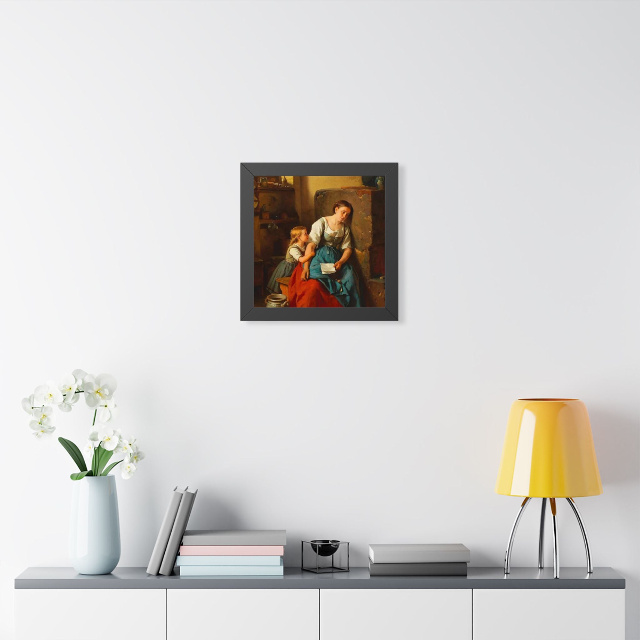 Framed Poster — Vintage Mother and Child Oil Painting Print