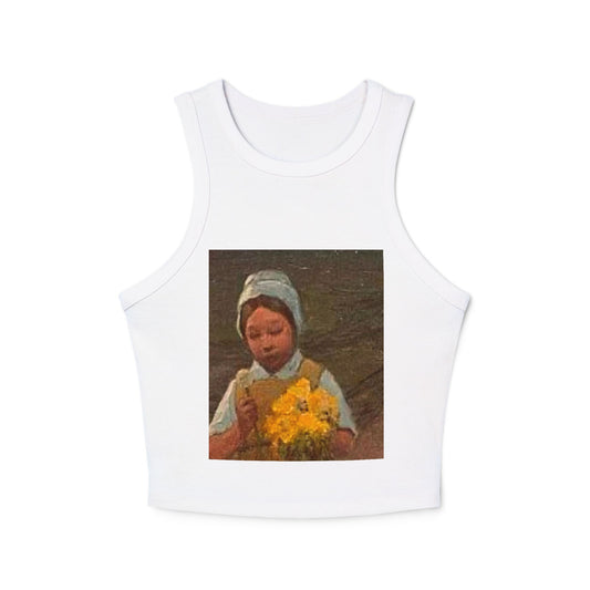 Vintage Girl with Daffodils Crop Tank