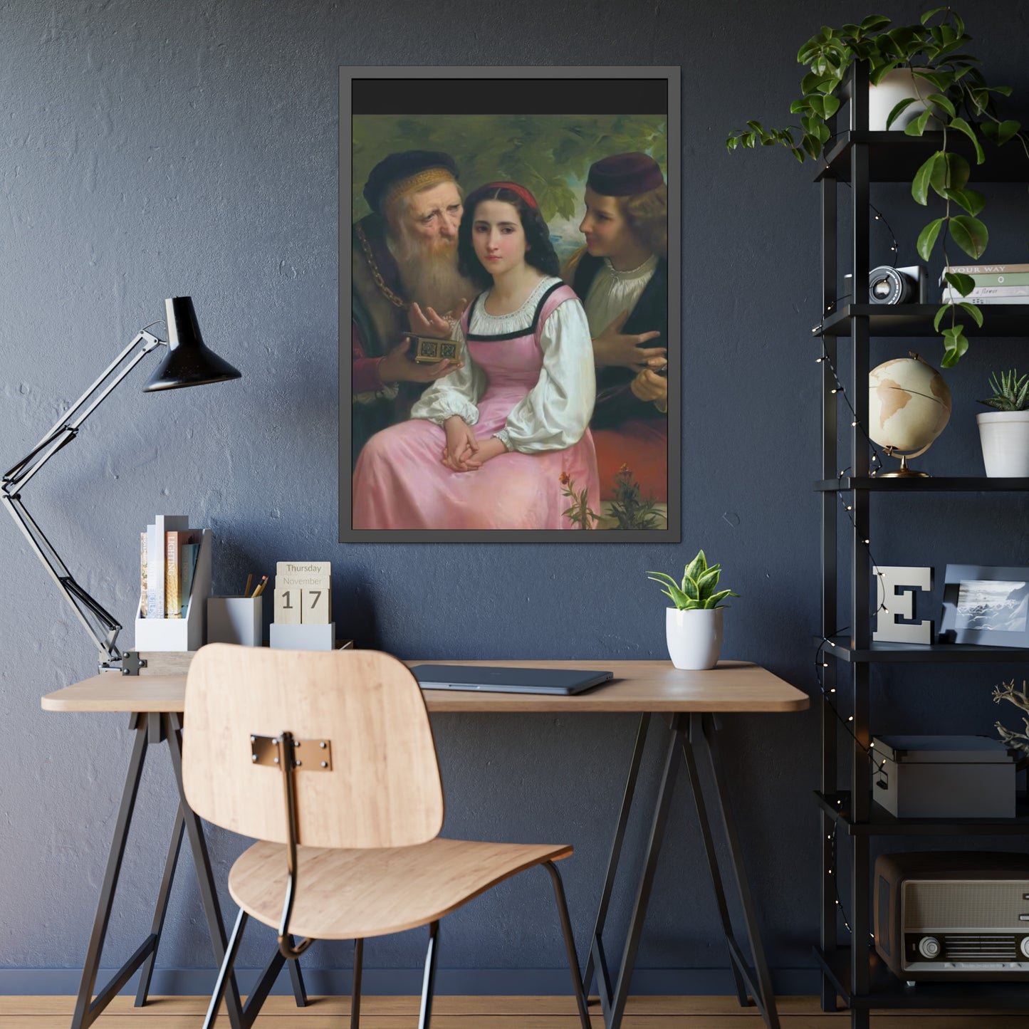 Framed Romantic Vintage Portrait Poster — Classical Oil Painting Wall Art