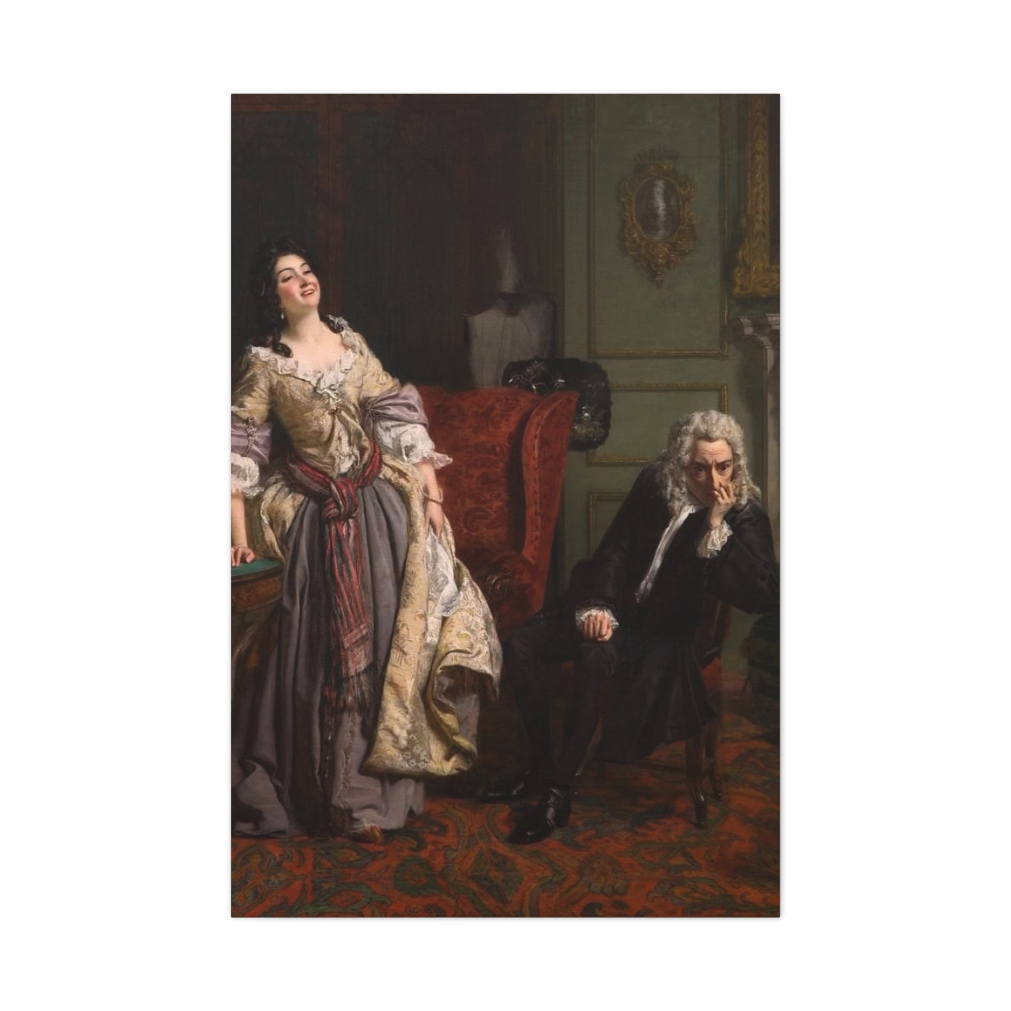 Stretched Matte Canvas Print — Romantic 18th-Century Salon Painting