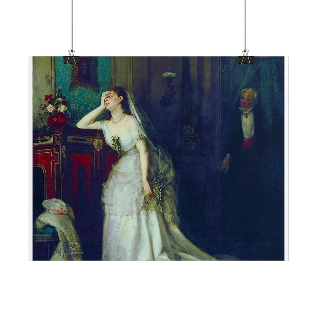 Victorian Bridal Painting Poster — Romantic 19th-Century Wedding Scene Wall Art (Rolled)