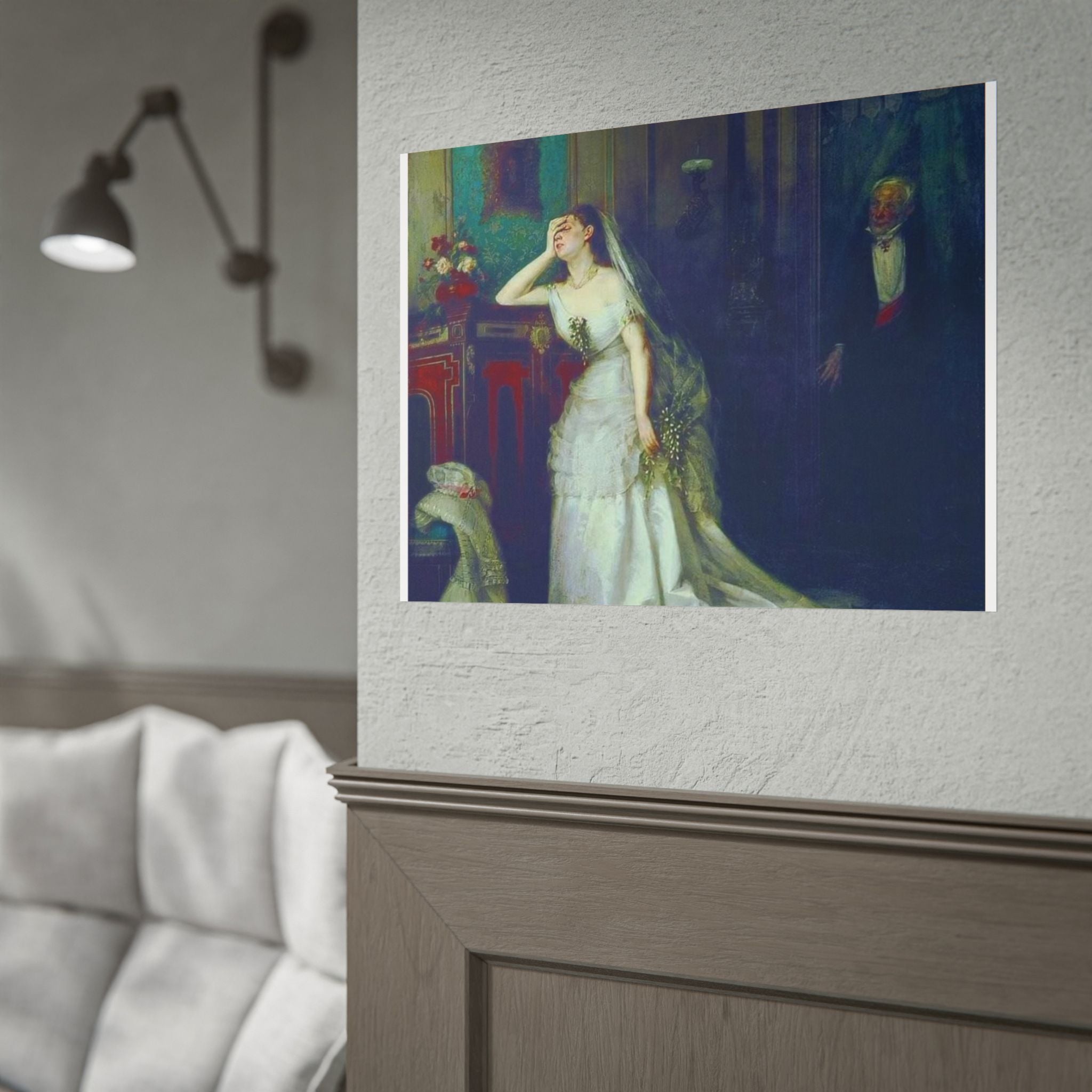 Victorian Bridal Painting Poster — Romantic 19th-Century Wedding Scene Wall Art (Rolled)