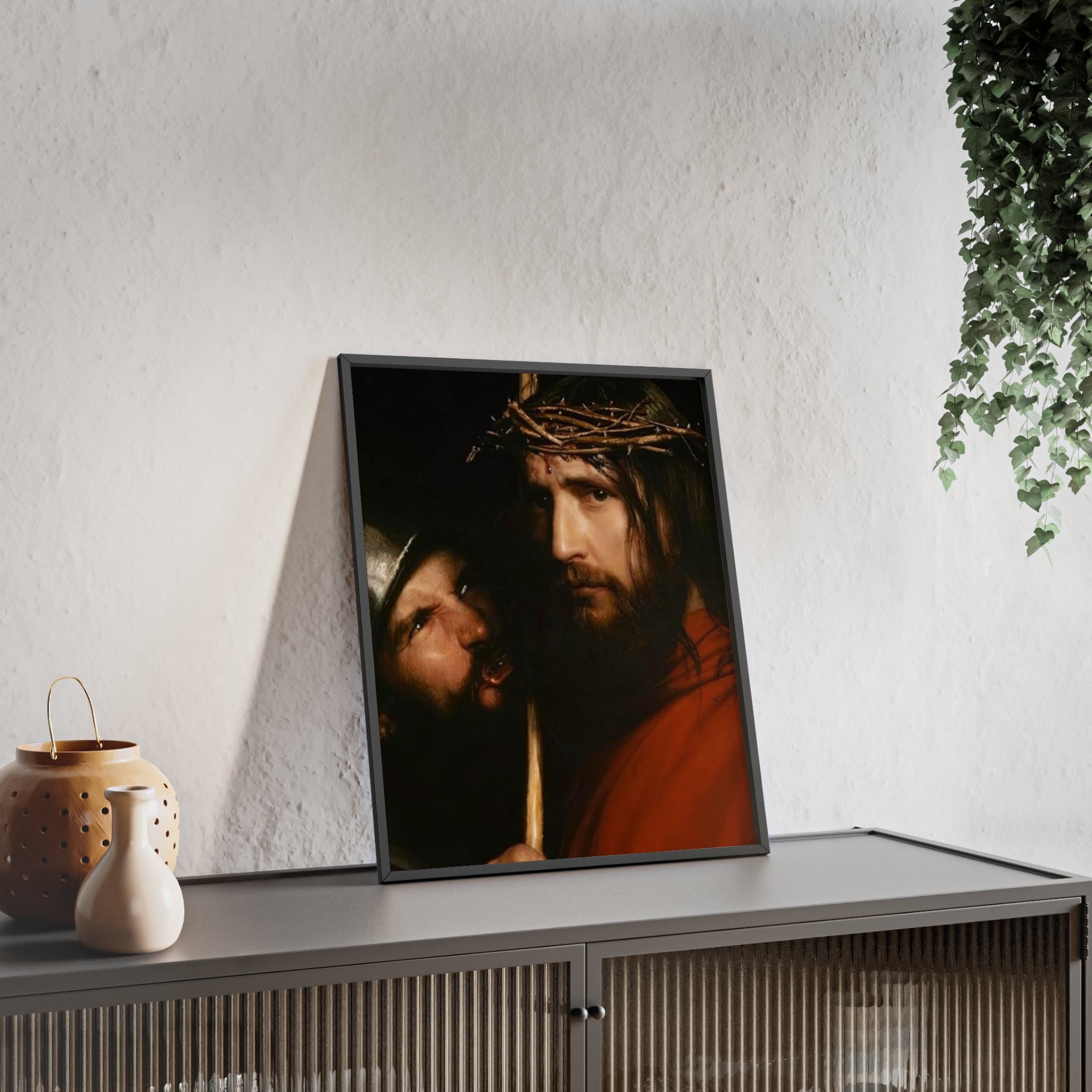 Framed Religious Art Poster — Jesus with Crown of Thorns Wall Print