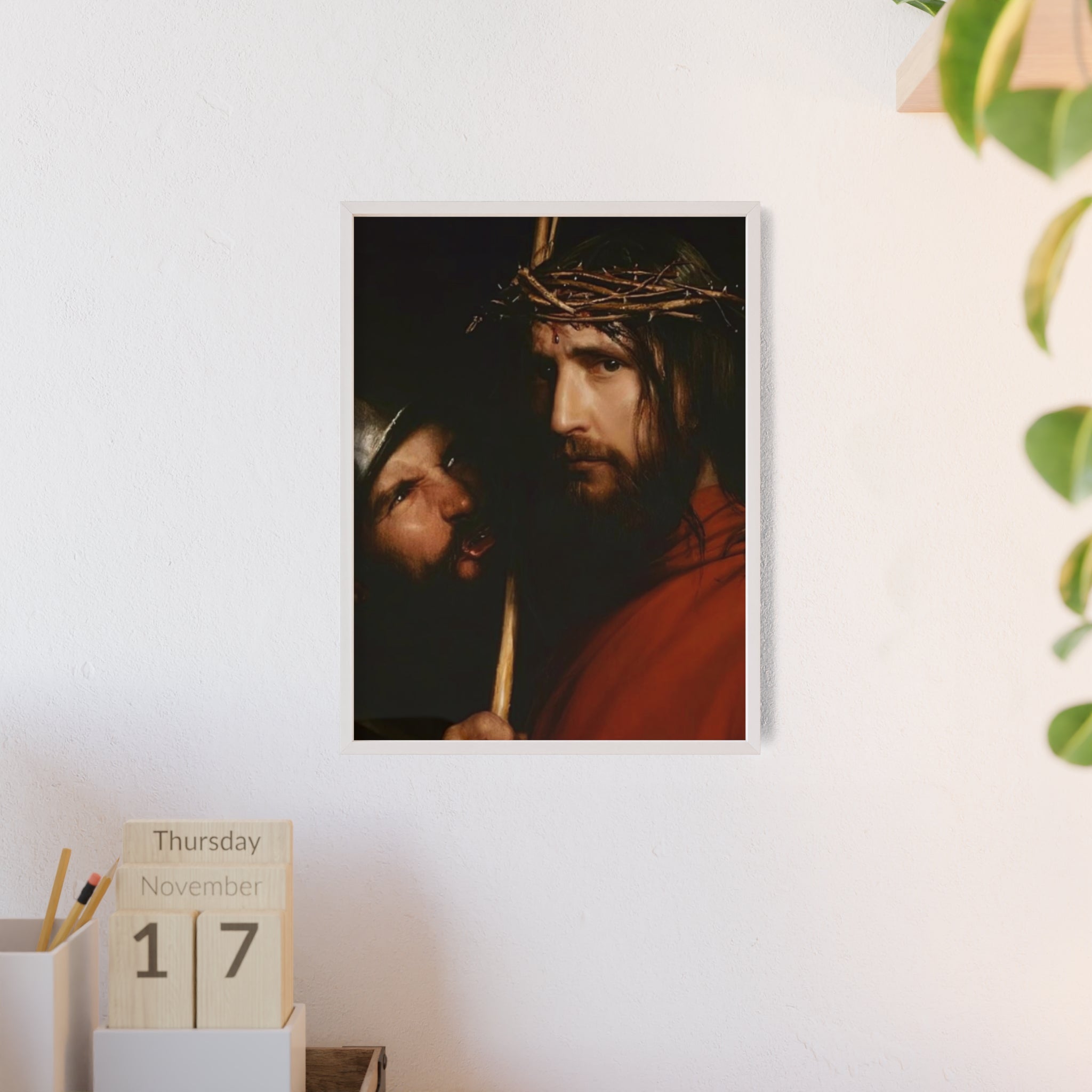 Framed Religious Art Poster — Jesus with Crown of Thorns Wall Print