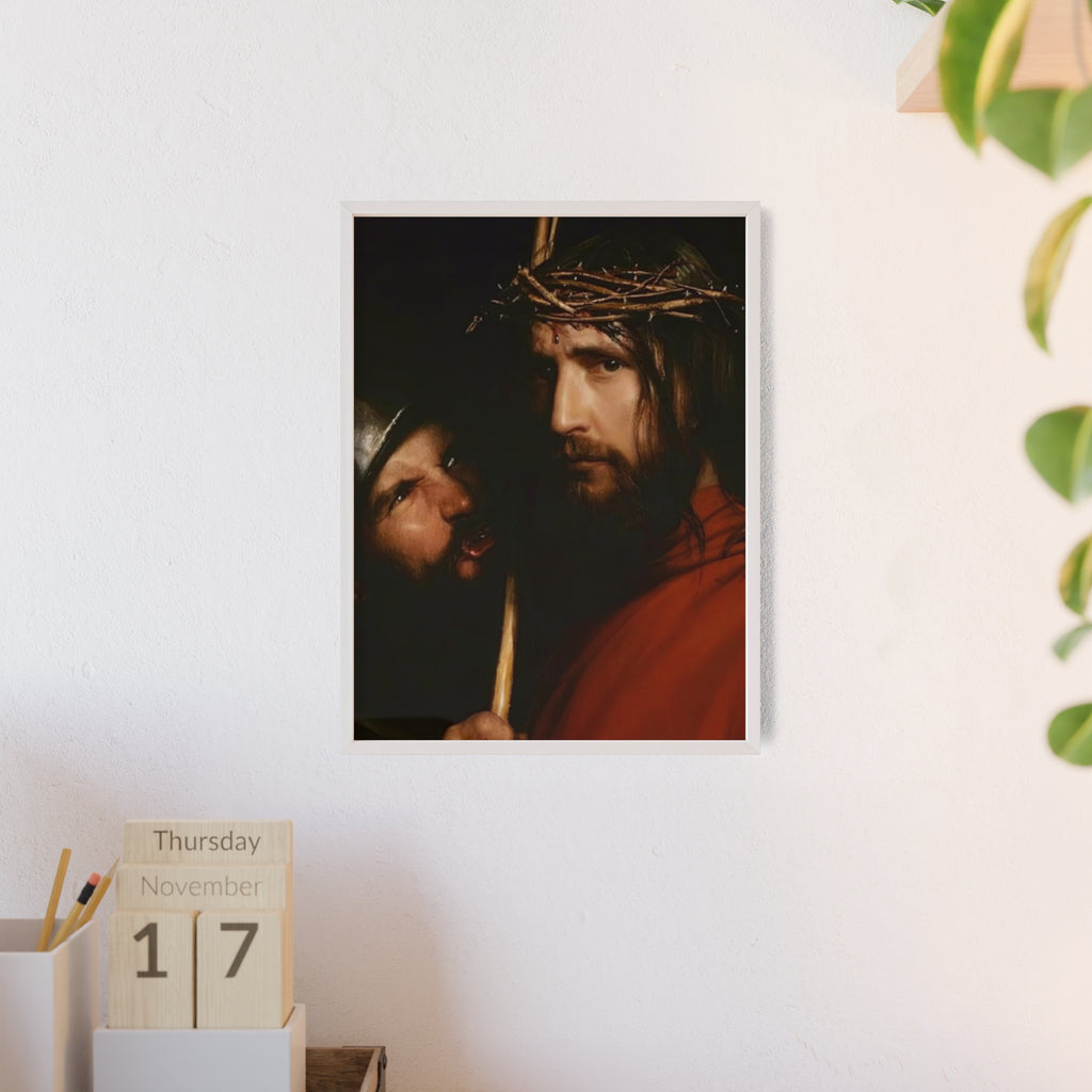 Framed Religious Art Poster — Jesus with Crown of Thorns Wall Print