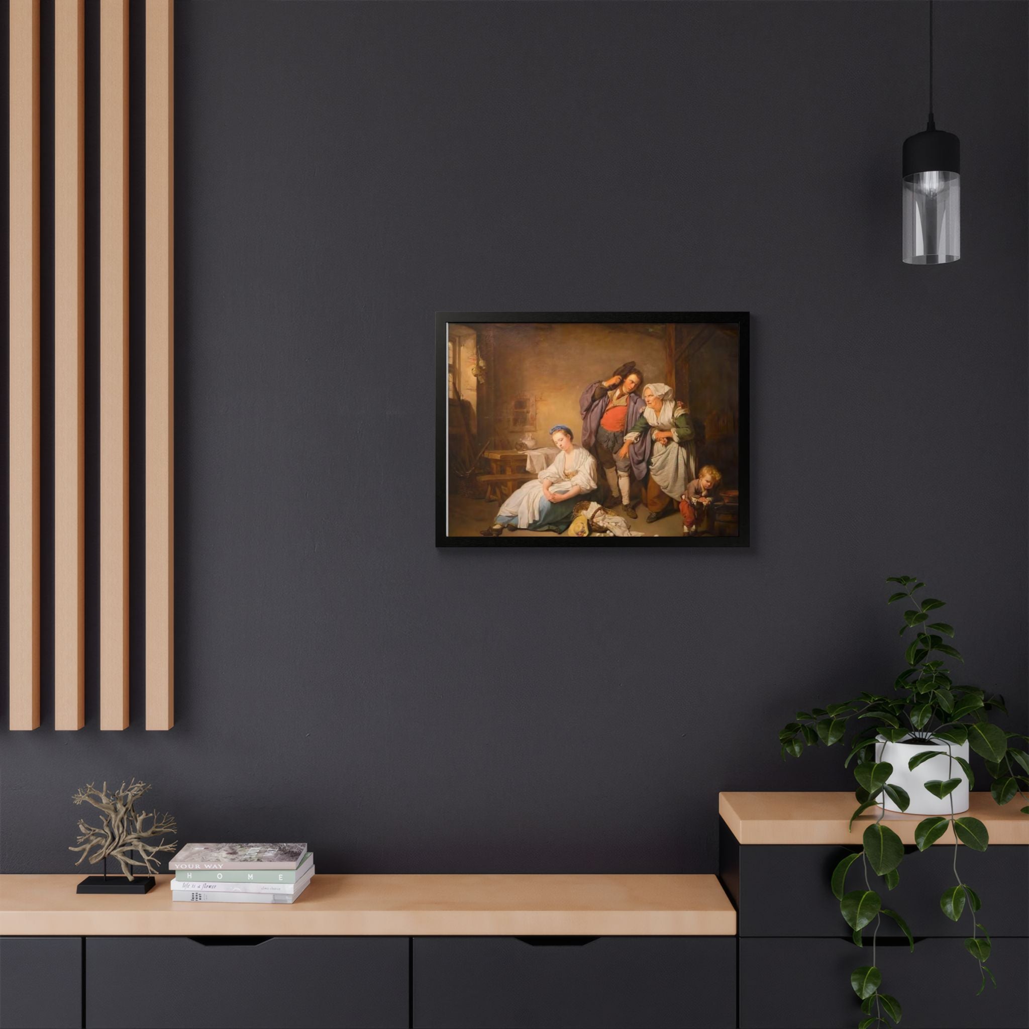 Framed Poster — Vintage Genre Painting Reproduction