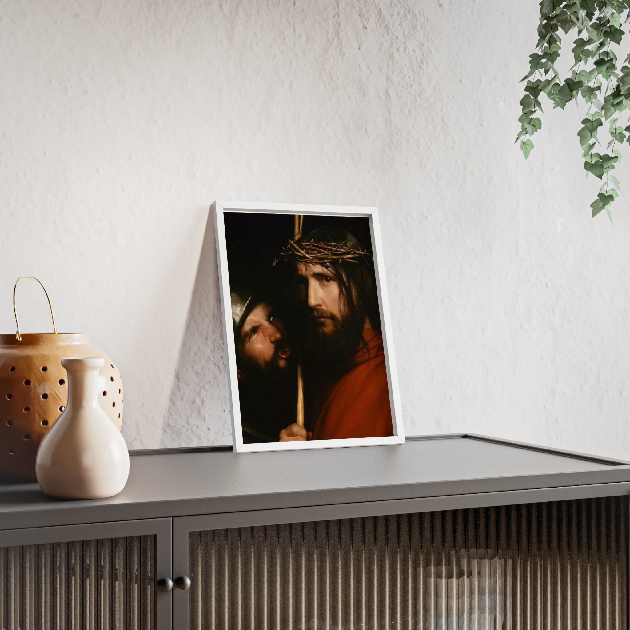 Framed Religious Art Poster — Jesus with Crown of Thorns Wall Print