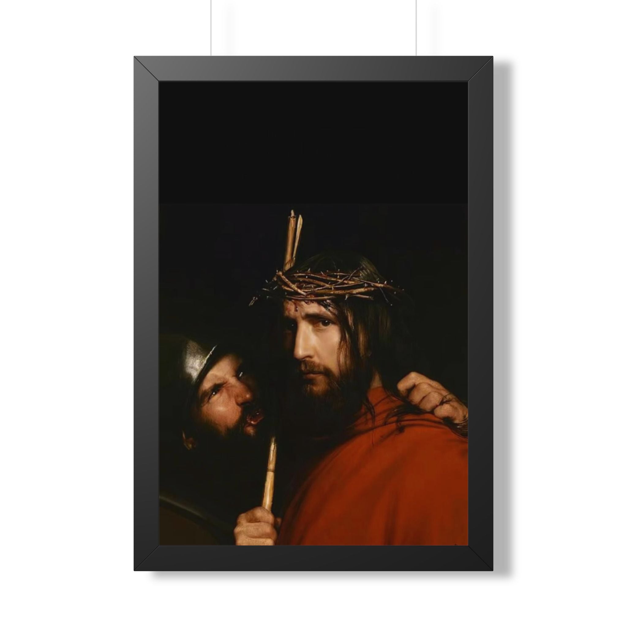 Framed Vertical Poster — Jesus with Crown of Thorns Religious Wall Art