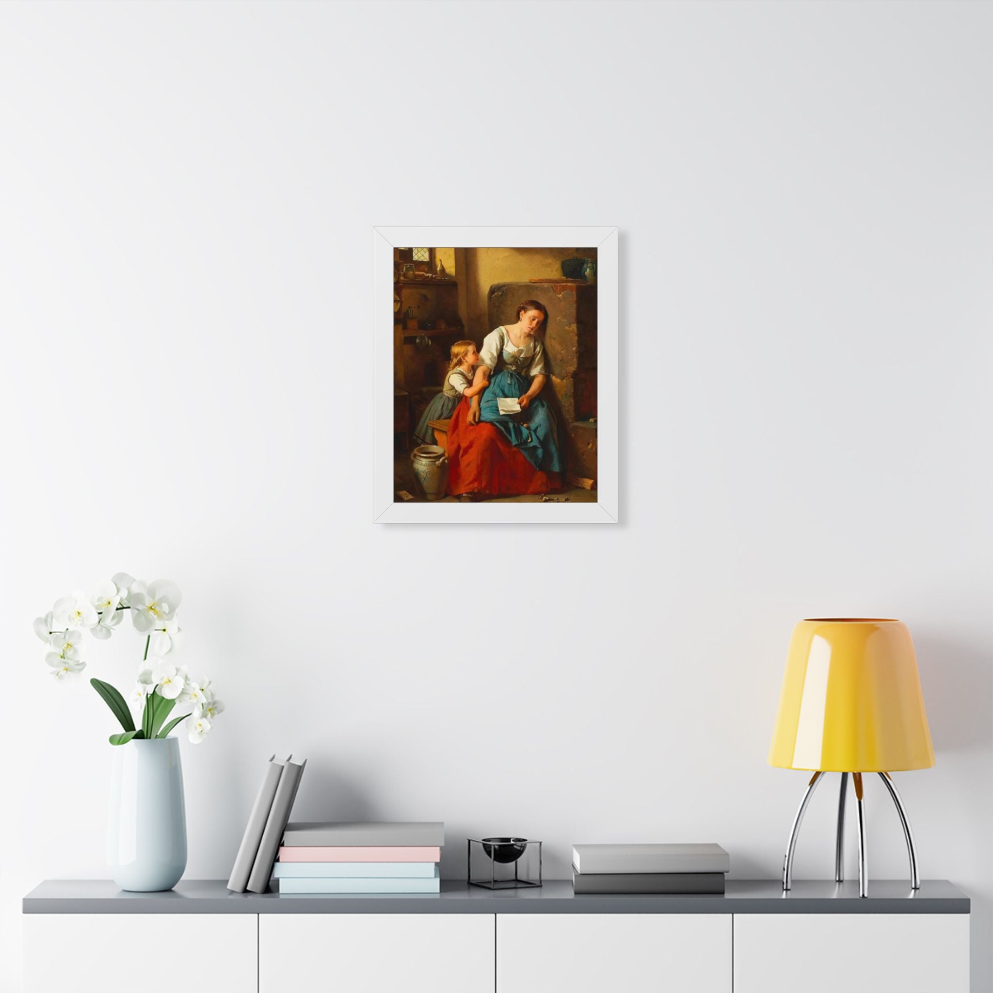 Framed Poster — Vintage Mother and Child Oil Painting Print