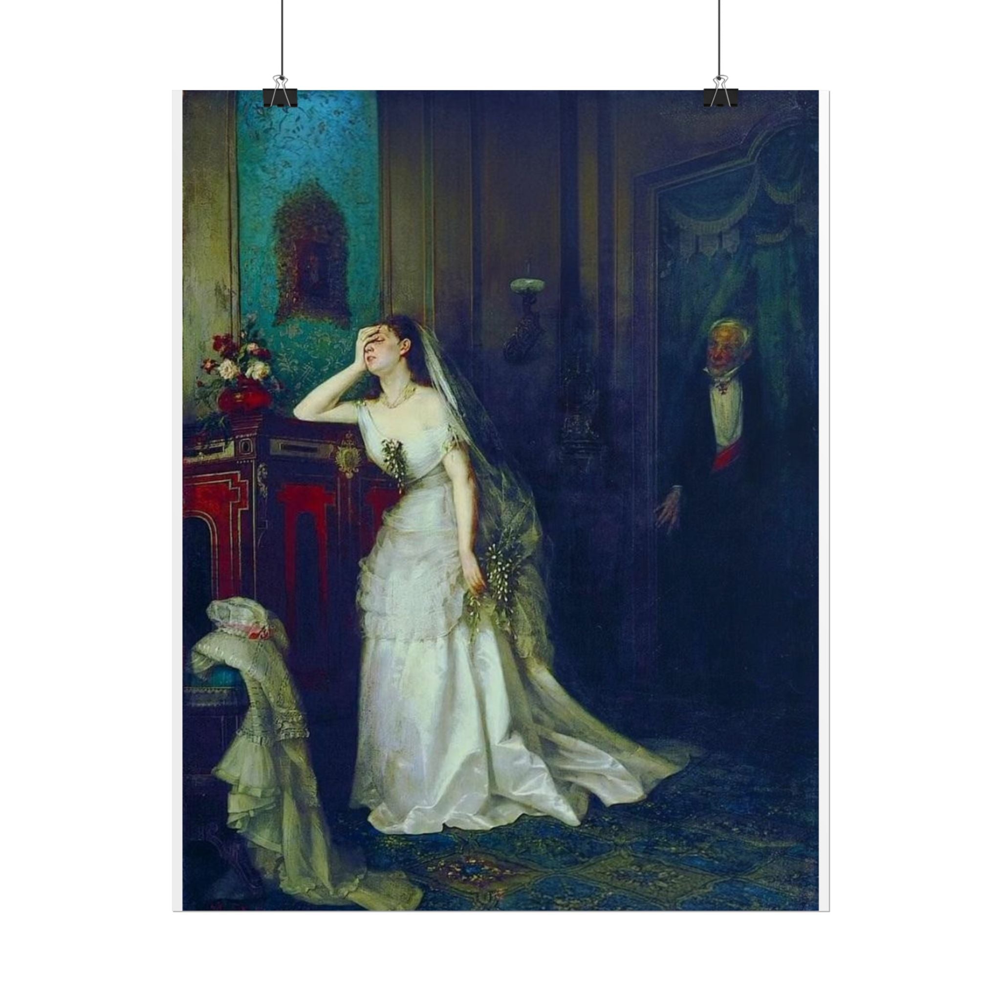 Victorian Bridal Painting Poster — Romantic 19th-Century Wedding Scene Wall Art (Rolled)