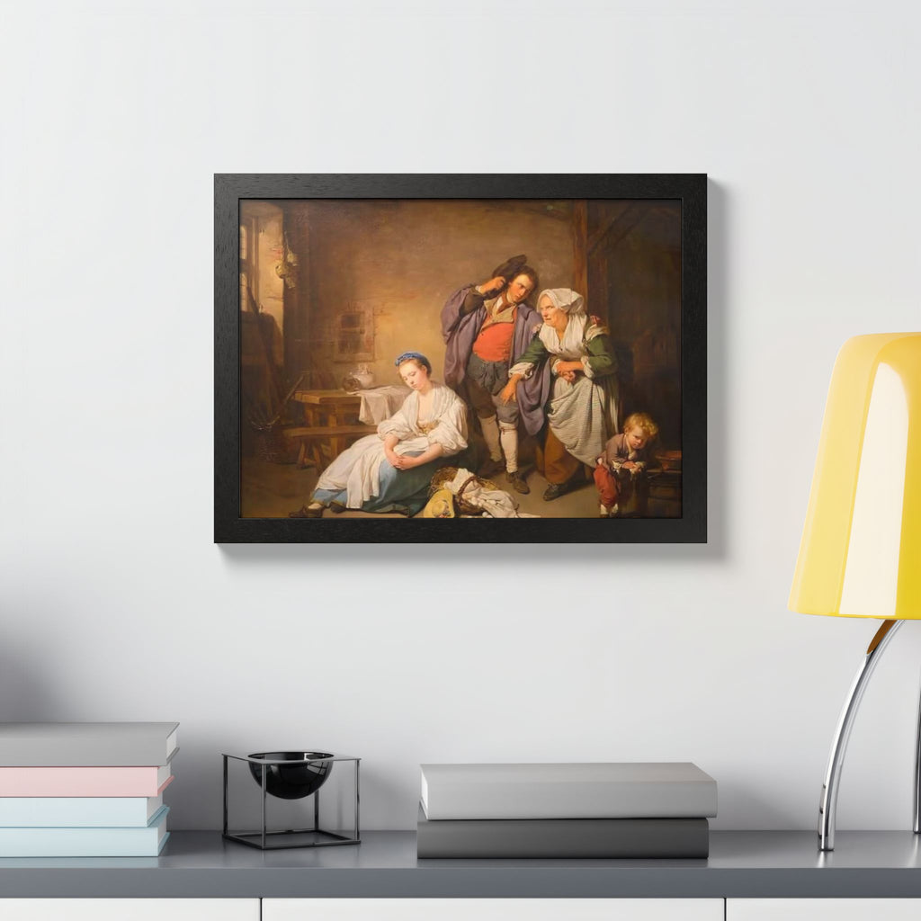 Framed Poster — Vintage Genre Painting Reproduction