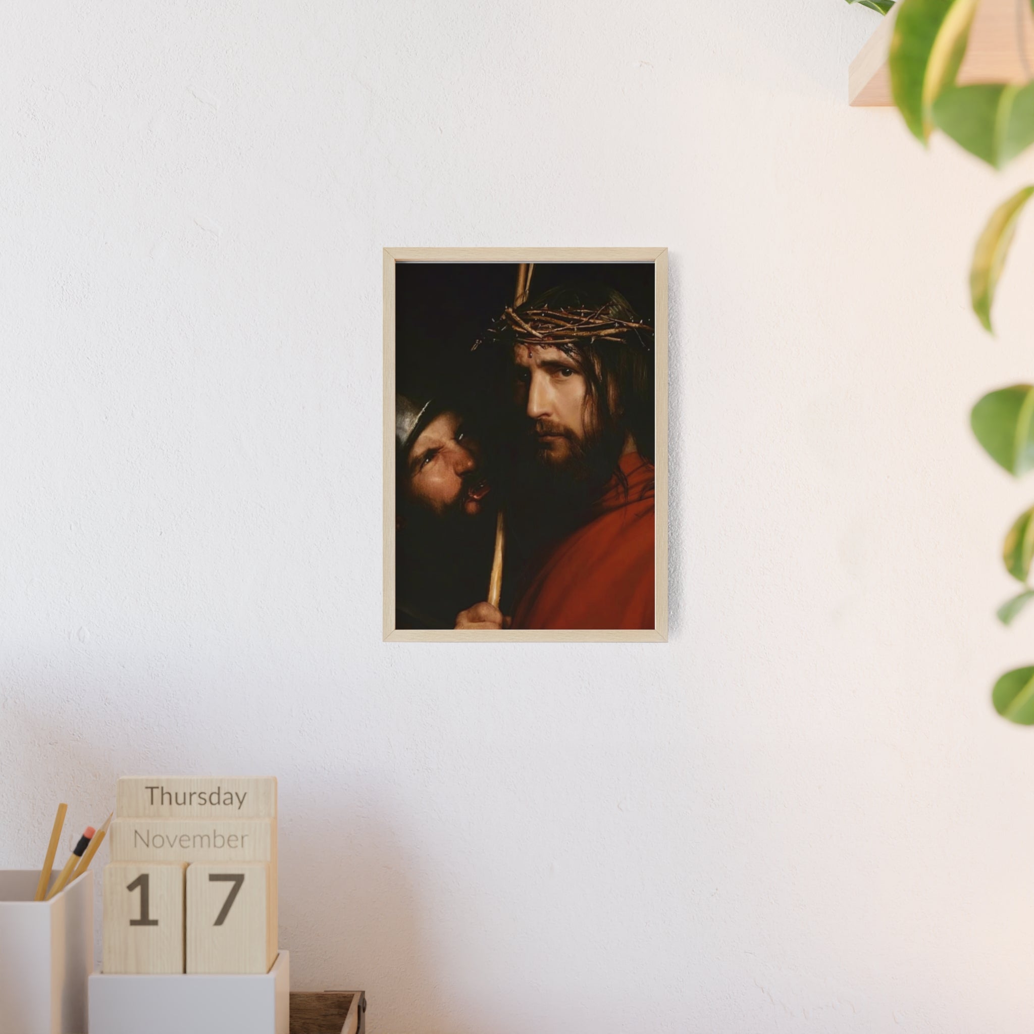 Framed Religious Art Poster — Jesus with Crown of Thorns Wall Print