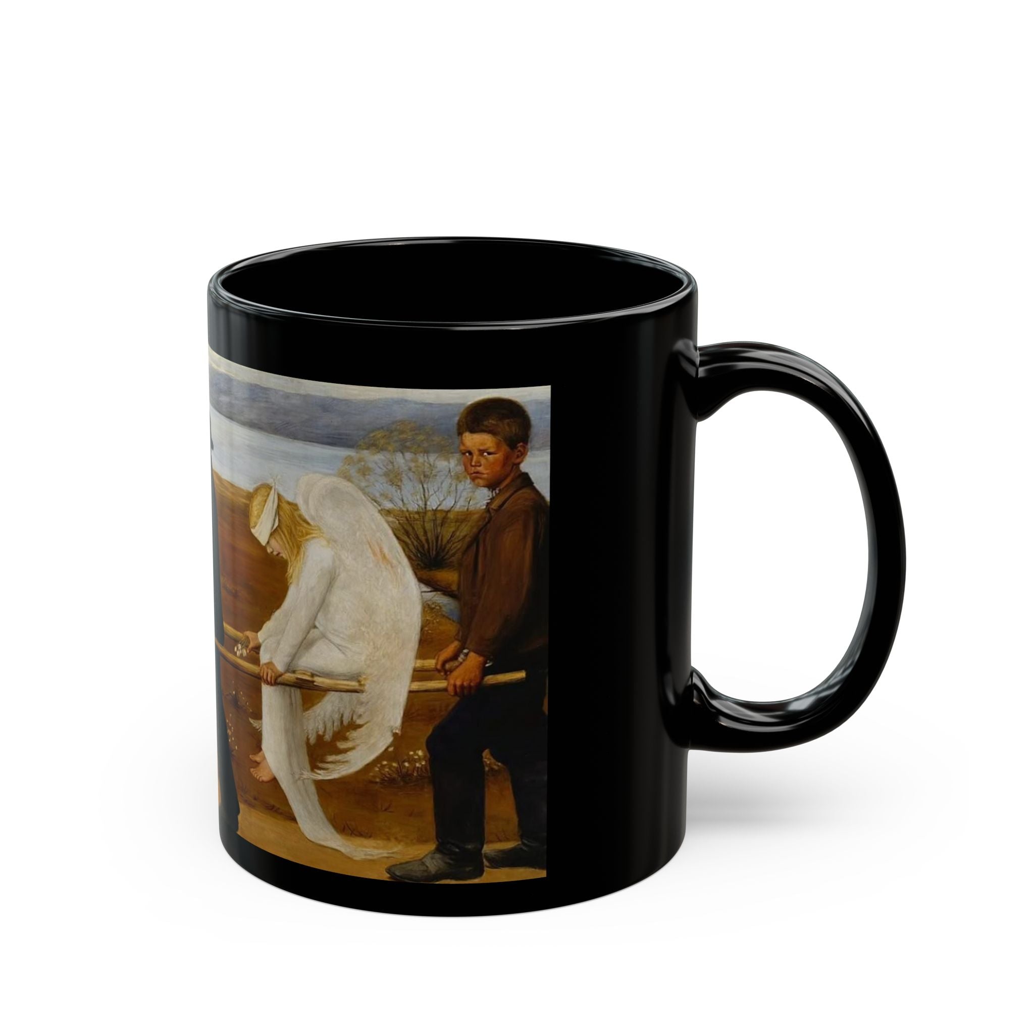 Taza El ángel herido | Taza de cerámica negra
