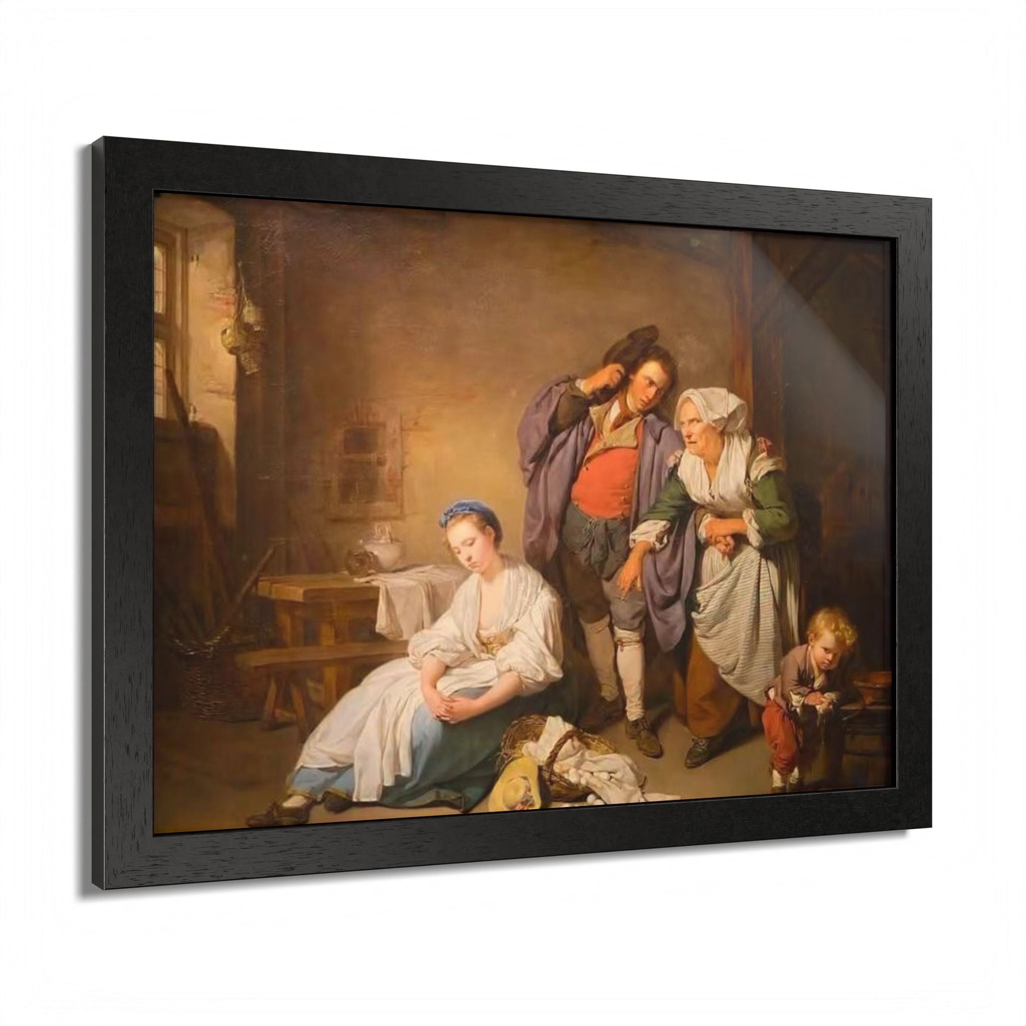 Framed Poster — Vintage Genre Painting Reproduction