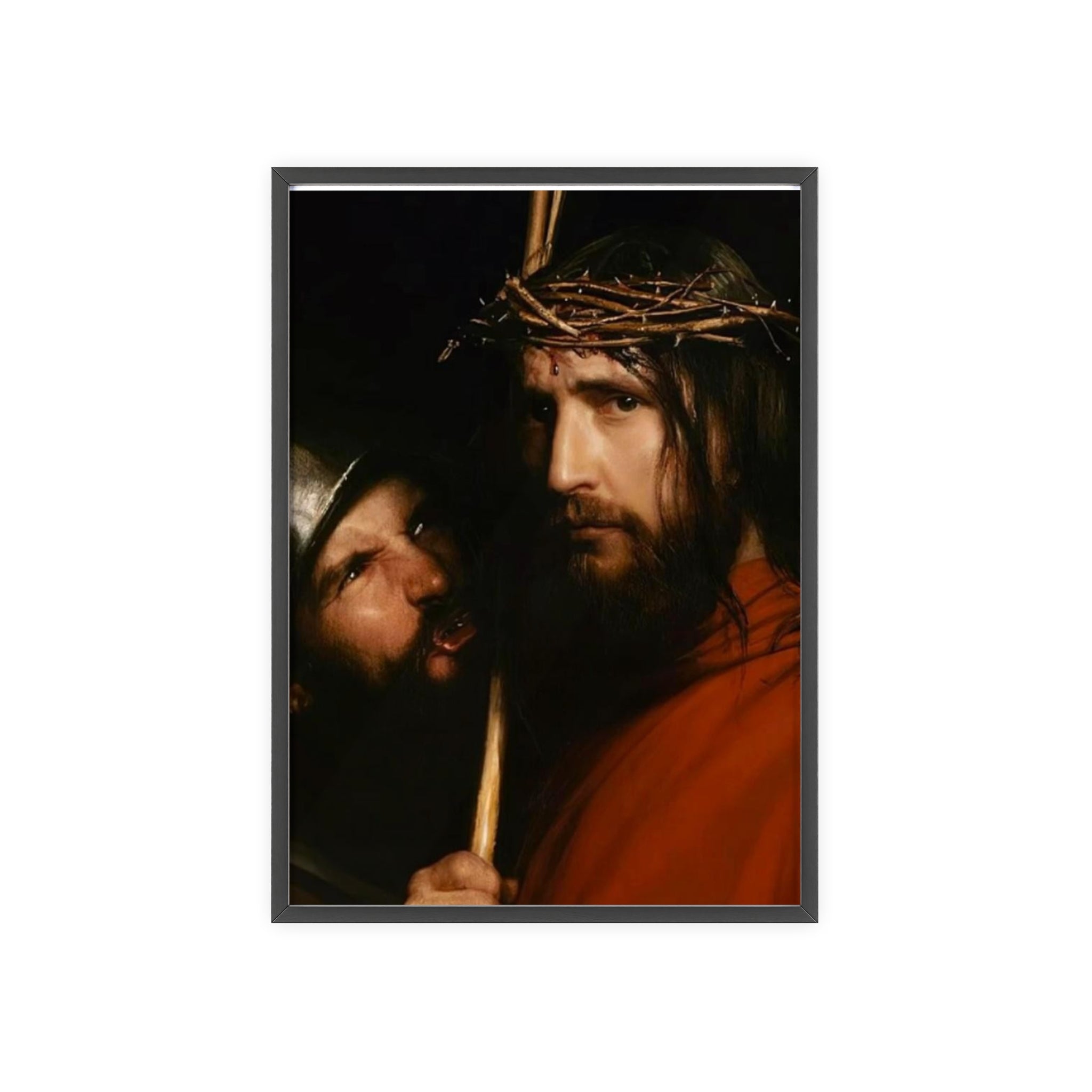 Framed Religious Art Poster — Jesus with Crown of Thorns Wall Print