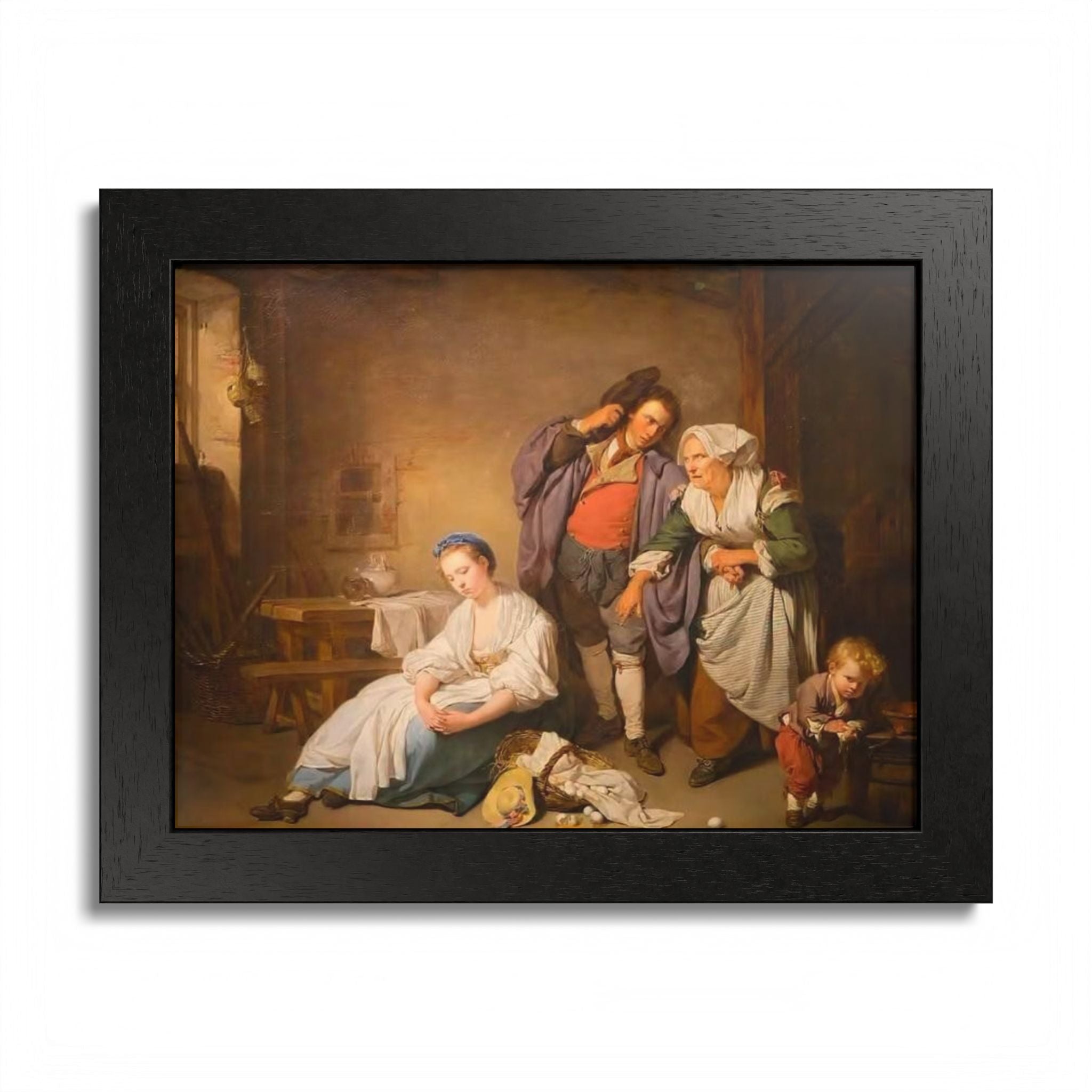 Framed Poster — Vintage Genre Painting Reproduction