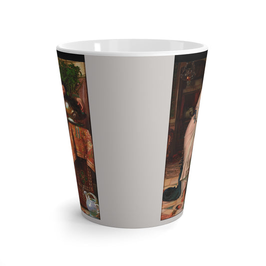 Vintage Romantic Art Latte Mug — Woman at Boudoir Painting