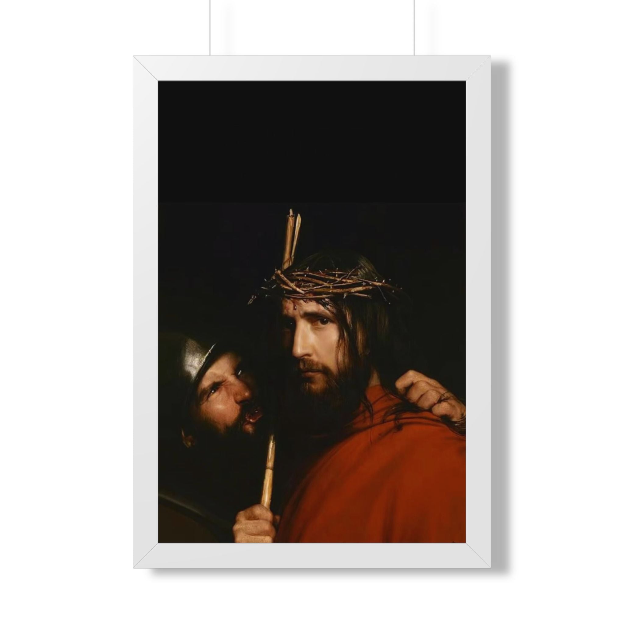 Framed Vertical Poster — Jesus with Crown of Thorns Religious Wall Art