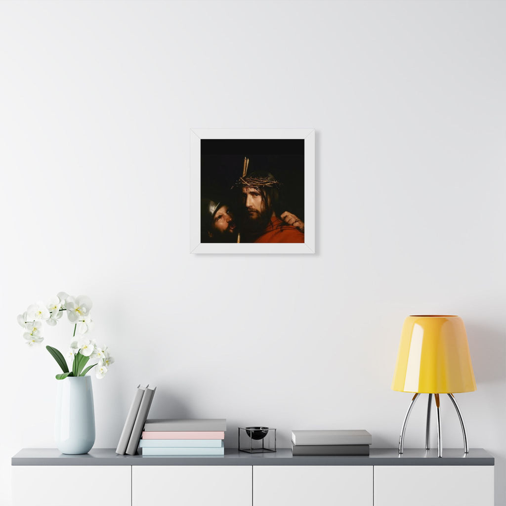 Framed Vertical Poster — Jesus with Crown of Thorns Religious Wall Art