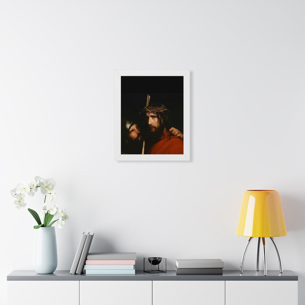 Framed Vertical Poster — Jesus with Crown of Thorns Religious Wall Art