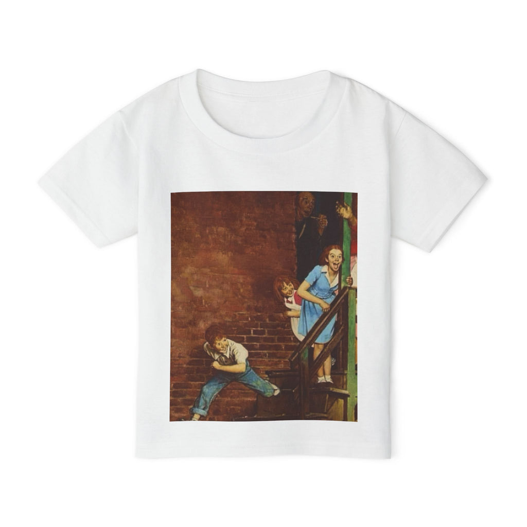 Toddler T‑Shirt — Vintage Kids Playing Alleyway Illustration