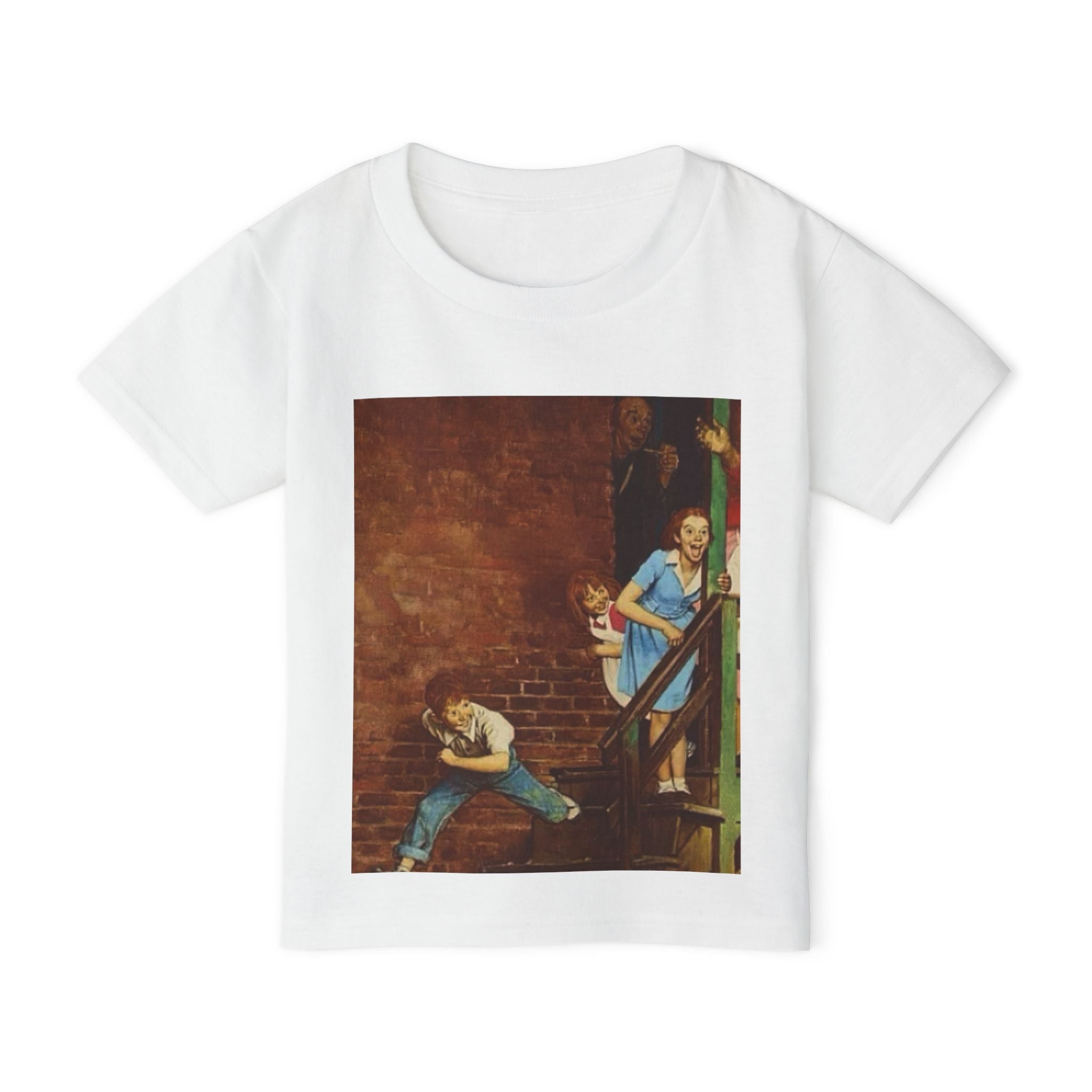 Toddler T‑Shirt — Vintage Kids Playing Alleyway Illustration