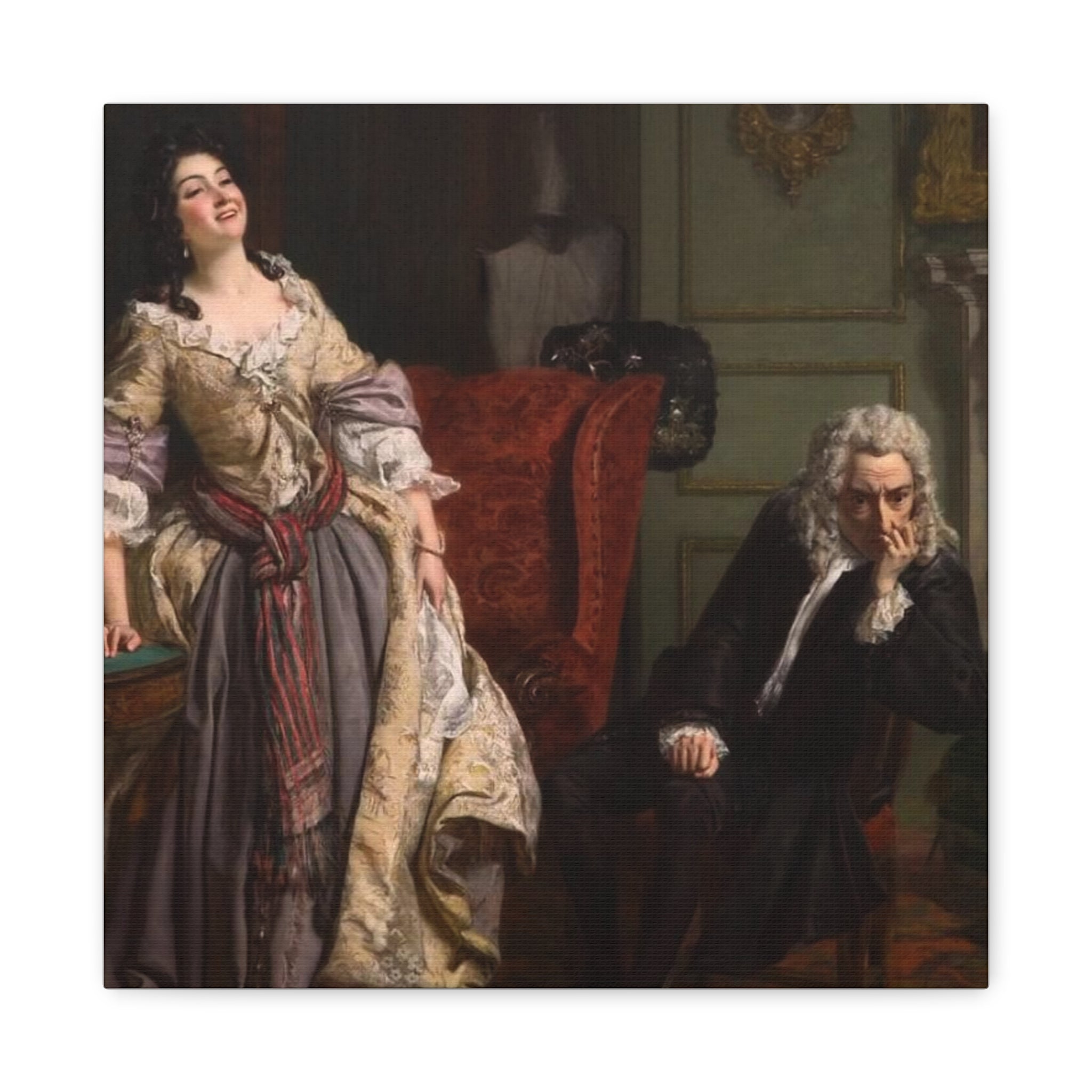 Stretched Matte Canvas Print — Romantic 18th-Century Salon Painting