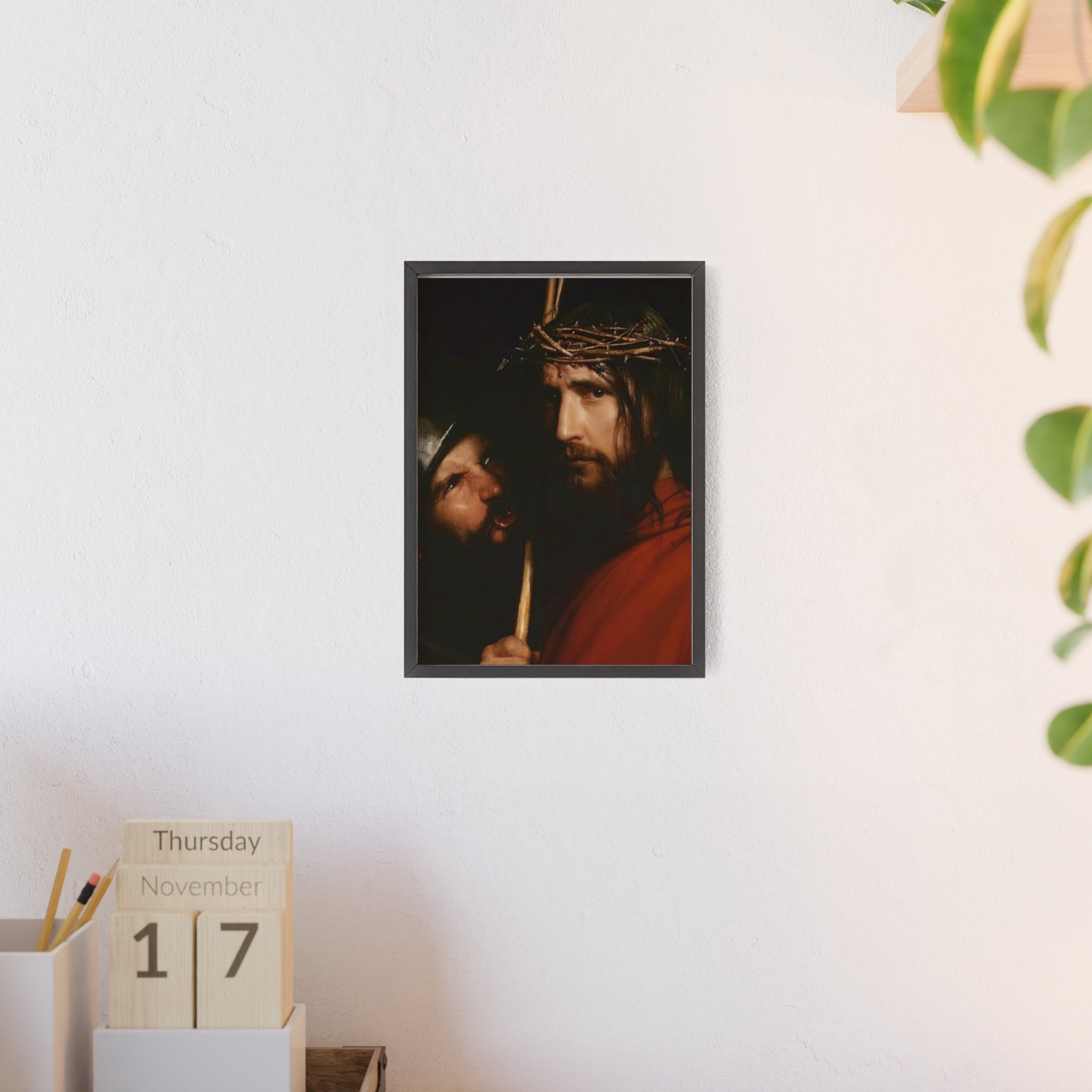 Framed Religious Art Poster — Jesus with Crown of Thorns Wall Print