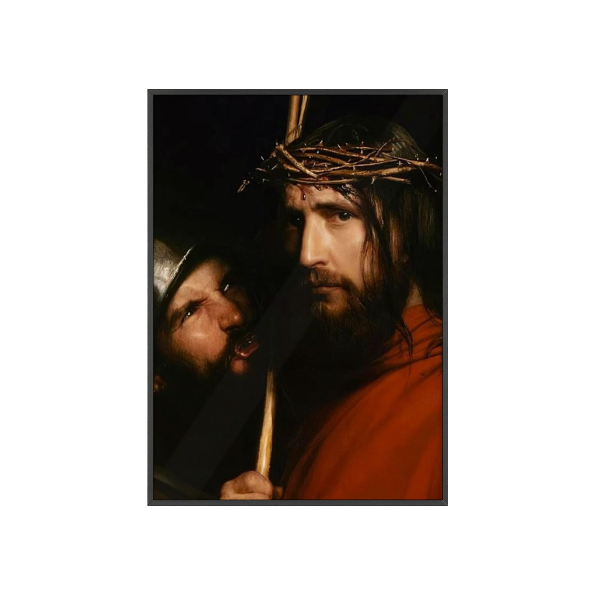 Framed Religious Art Poster — Jesus with Crown of Thorns Wall Print