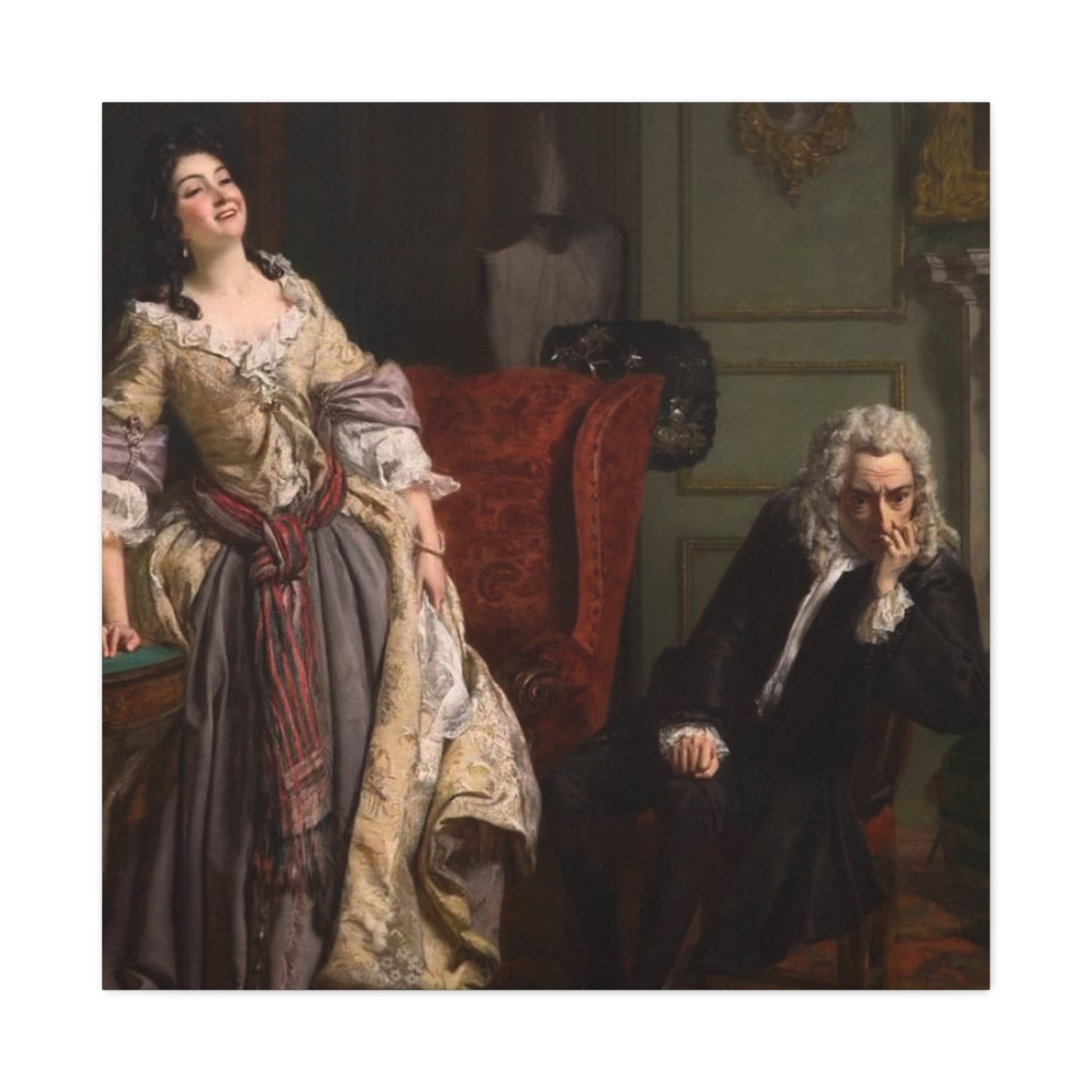 Stretched Matte Canvas Print — Romantic 18th-Century Salon Painting