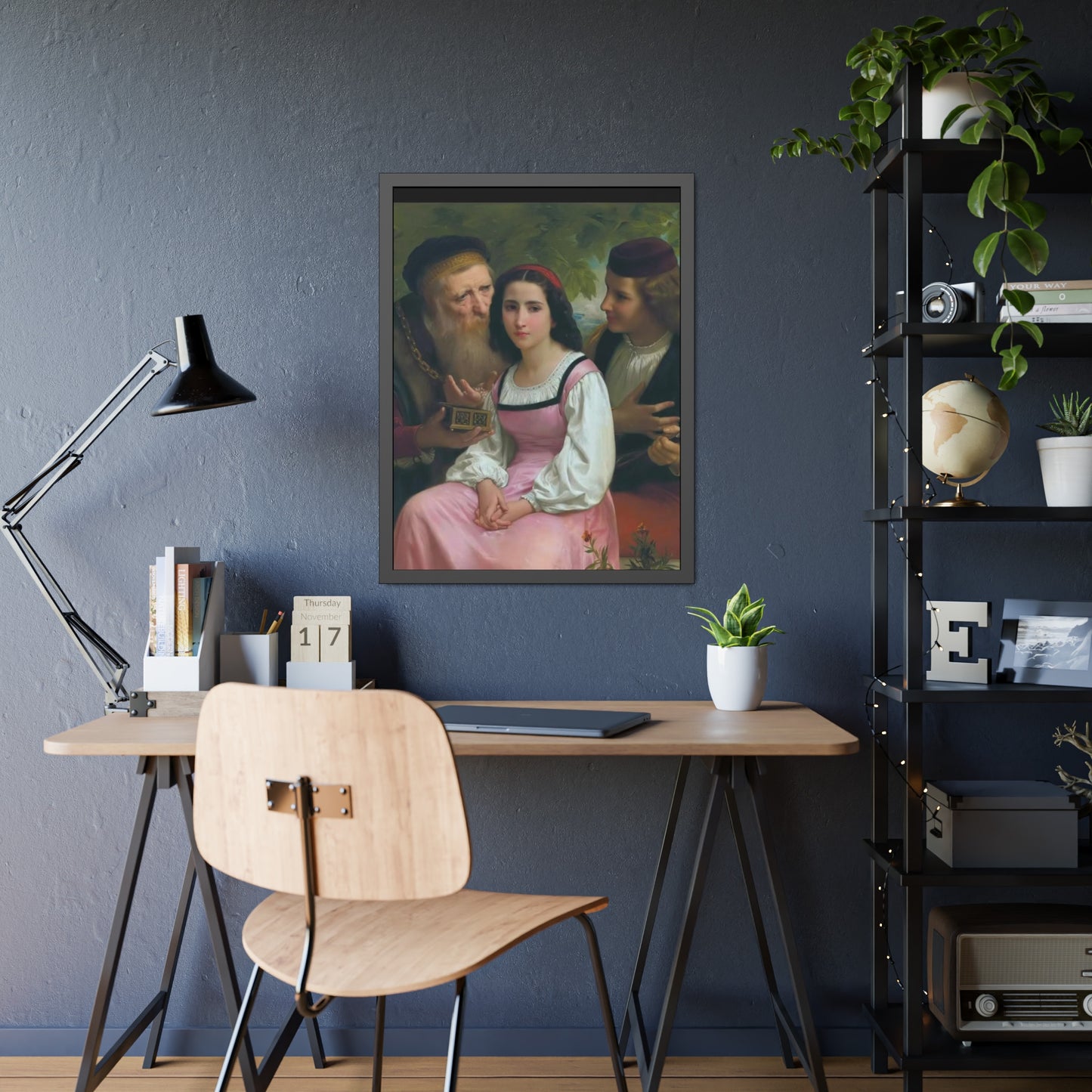 Framed Romantic Vintage Portrait Poster — Classical Oil Painting Wall Art