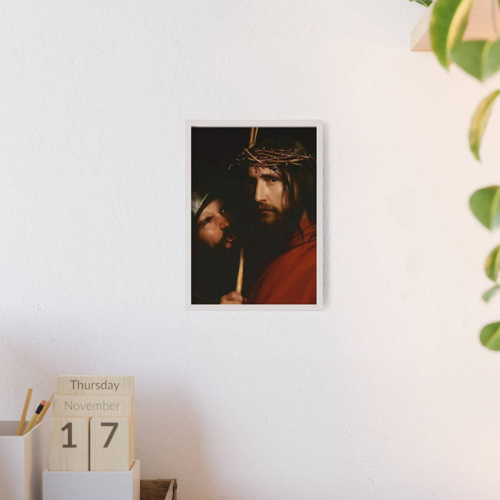Framed Religious Art Poster — Jesus with Crown of Thorns Wall Print