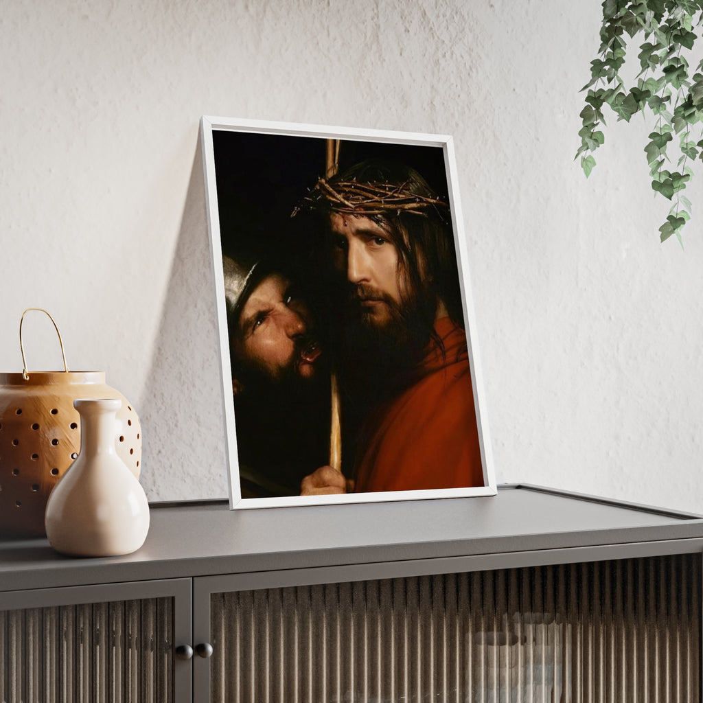 Framed Religious Art Poster — Jesus with Crown of Thorns Wall Print