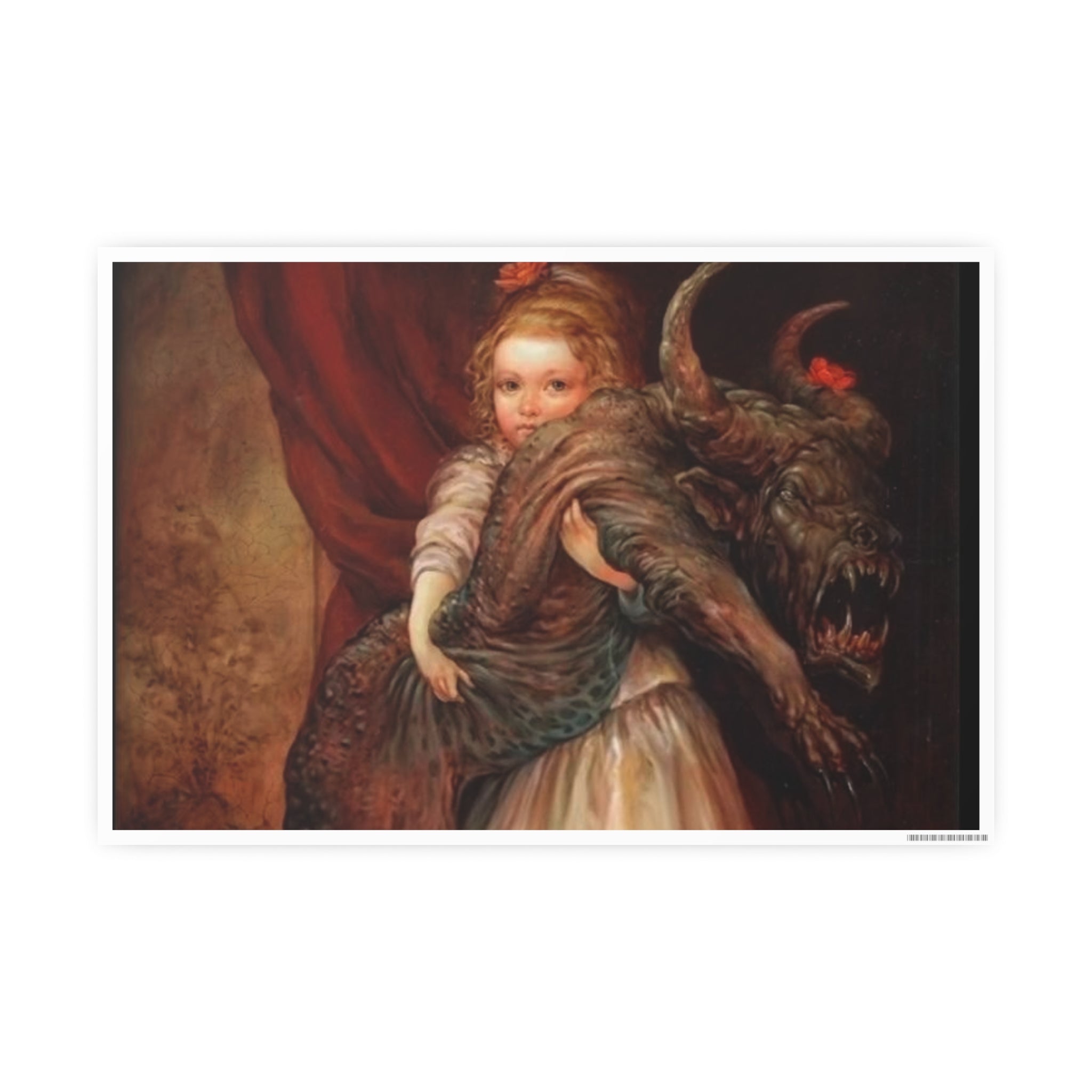 Vintage Fairy Tale Art Poster — Little Girl with Beast Illustration (Photo Art Paper)