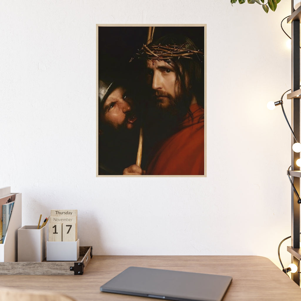 Framed Religious Art Poster — Jesus with Crown of Thorns Wall Print