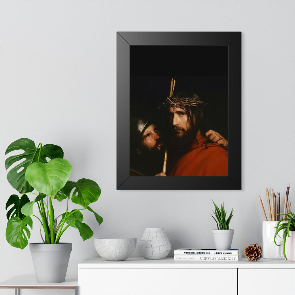 Framed Vertical Poster — Jesus with Crown of Thorns Religious Wall Art