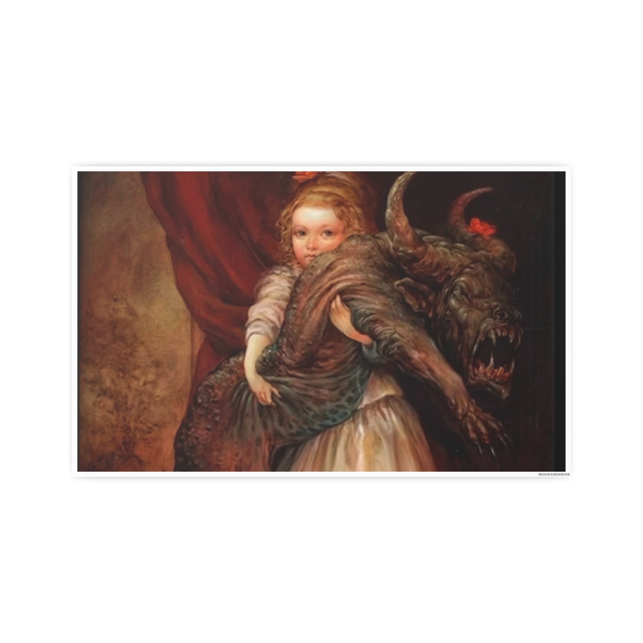 Vintage Fairy Tale Art Poster — Little Girl with Beast Illustration (Photo Art Paper)